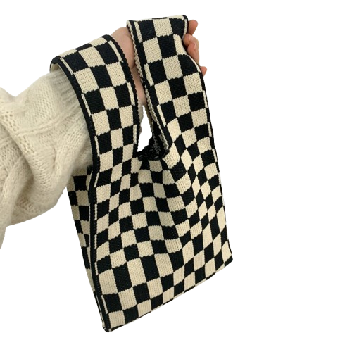 2025 Minimalist Knitted Checkerboard Shoulder Handbag