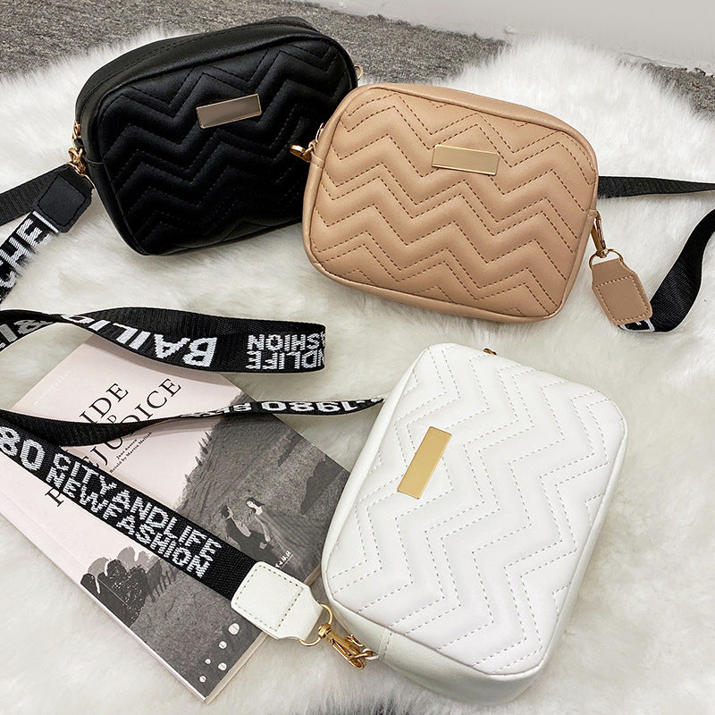 Printed Strap Small Square Crossbody Bag 2022 Korean Style Embroidered Ladies Bag