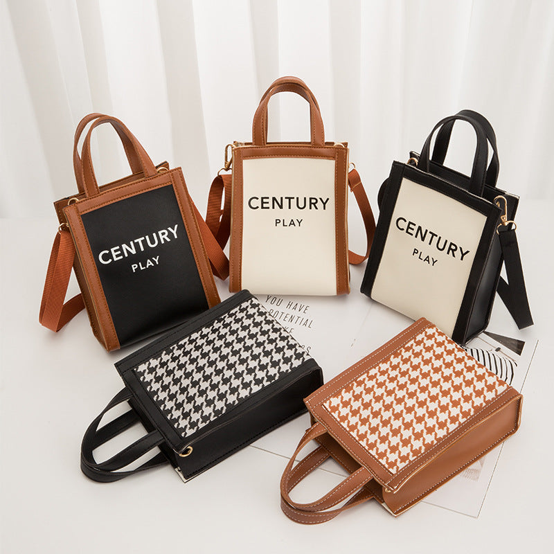 2025 Korean Plaid Printed Color Bucket Small Shoulder Crossbody Handbag