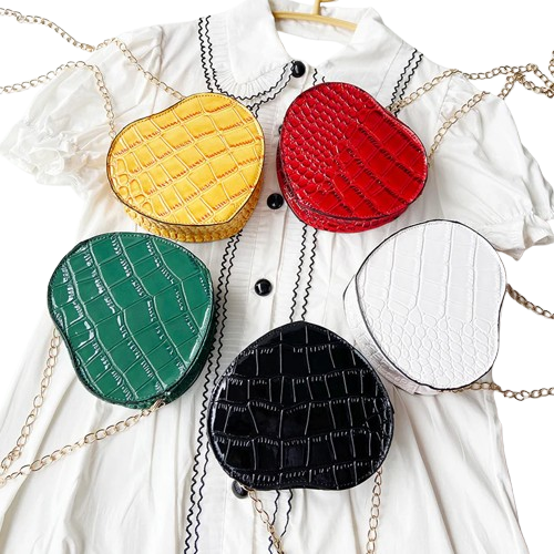 2025 Spring Summer Korean Crocodile Heart Chain Candy Color Small Shoulder Bag Crossbody