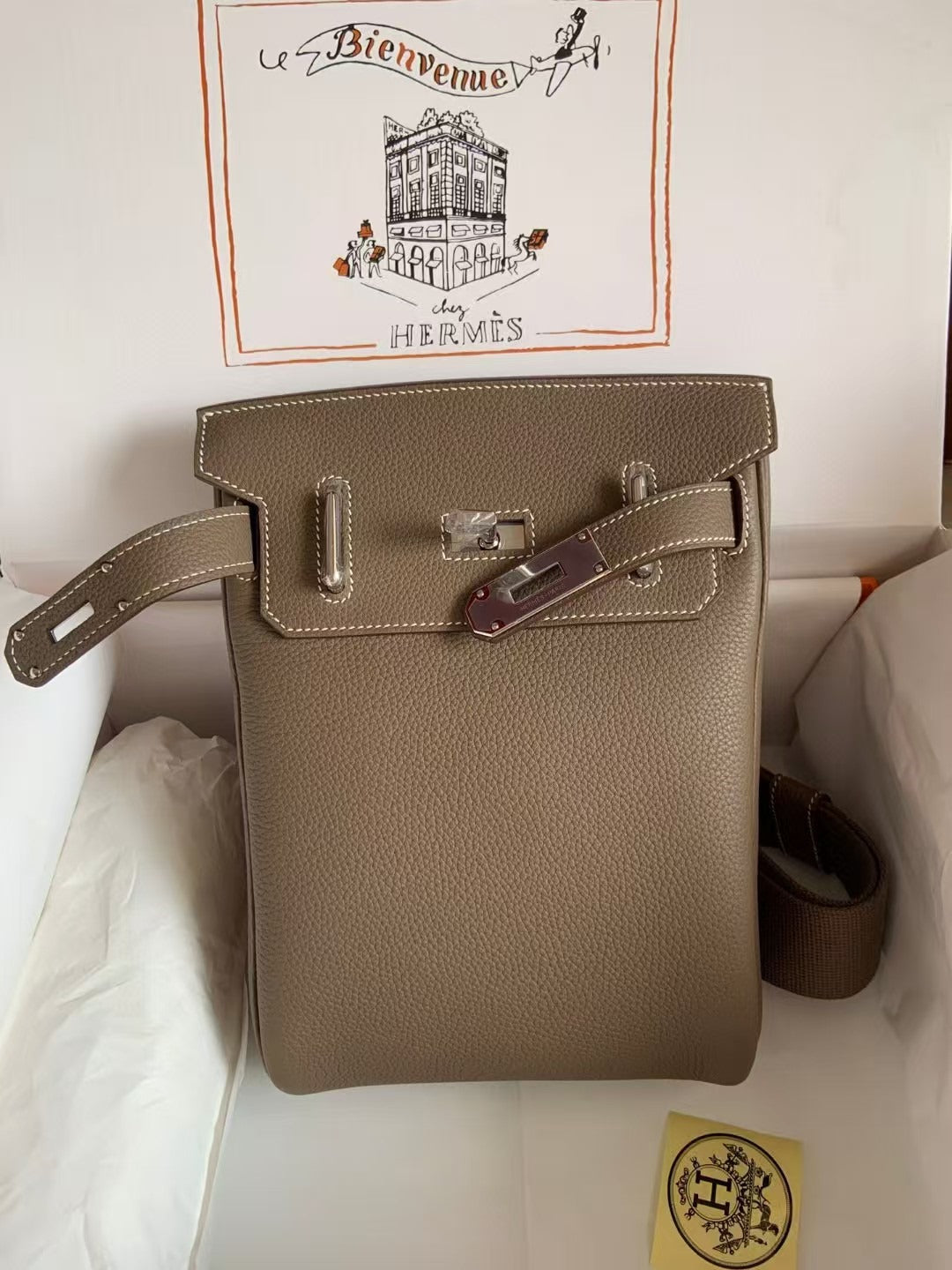 HAC ¨¤ DOS PM BACKPACK IN BROWN TOGO CALFSKIN