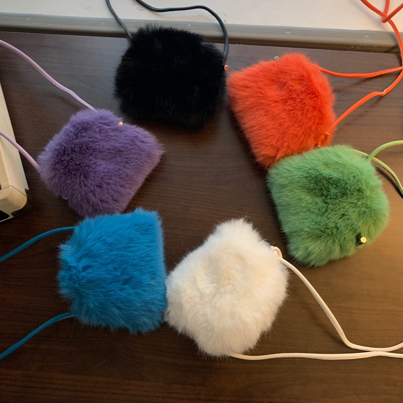 2025 Faux Rabbit Fur Mini Shoulder Crossbody Coin Purse