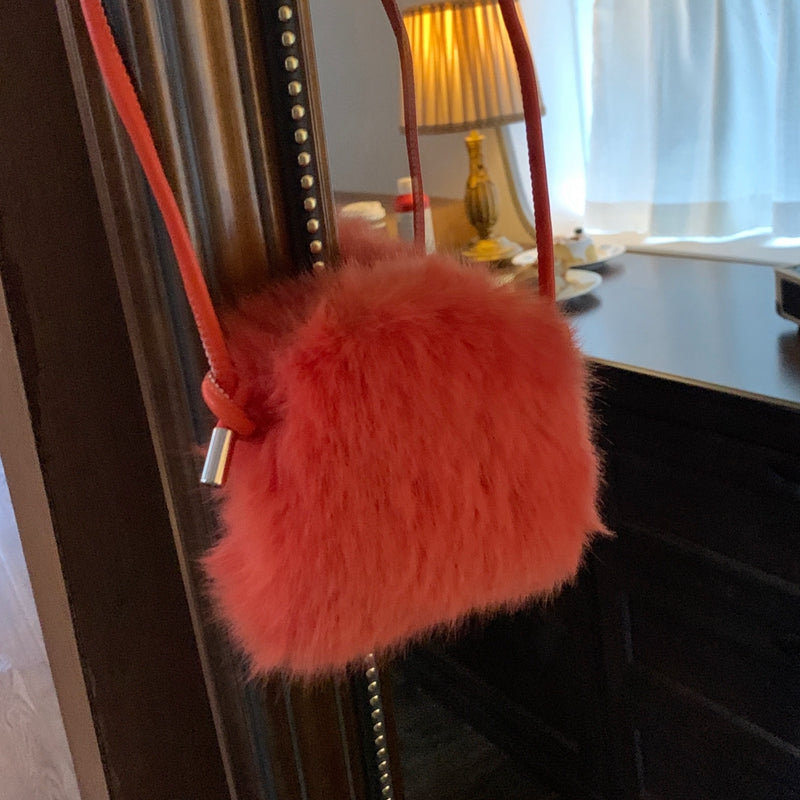 2025 Vintage Faux Fur Mini Crossbody Shoulder Coin Purse for Women