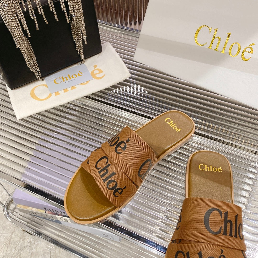 CHLO¨¦ WOODY SLIPPER IN CIDER BROWN CANVAS