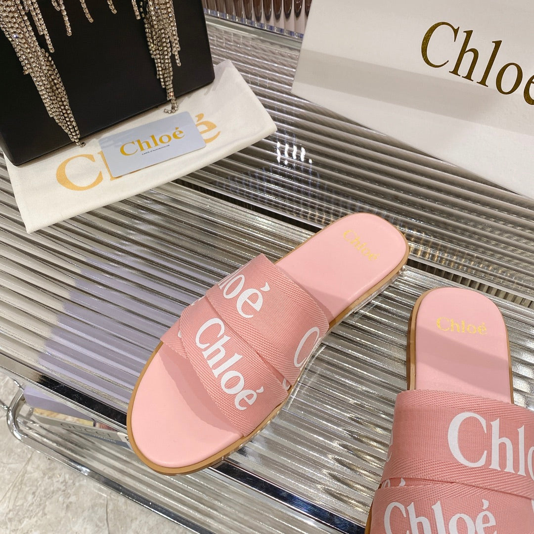 CHLO¨¦ WOODY SLIPPER IN ROSE PINK CANVAS