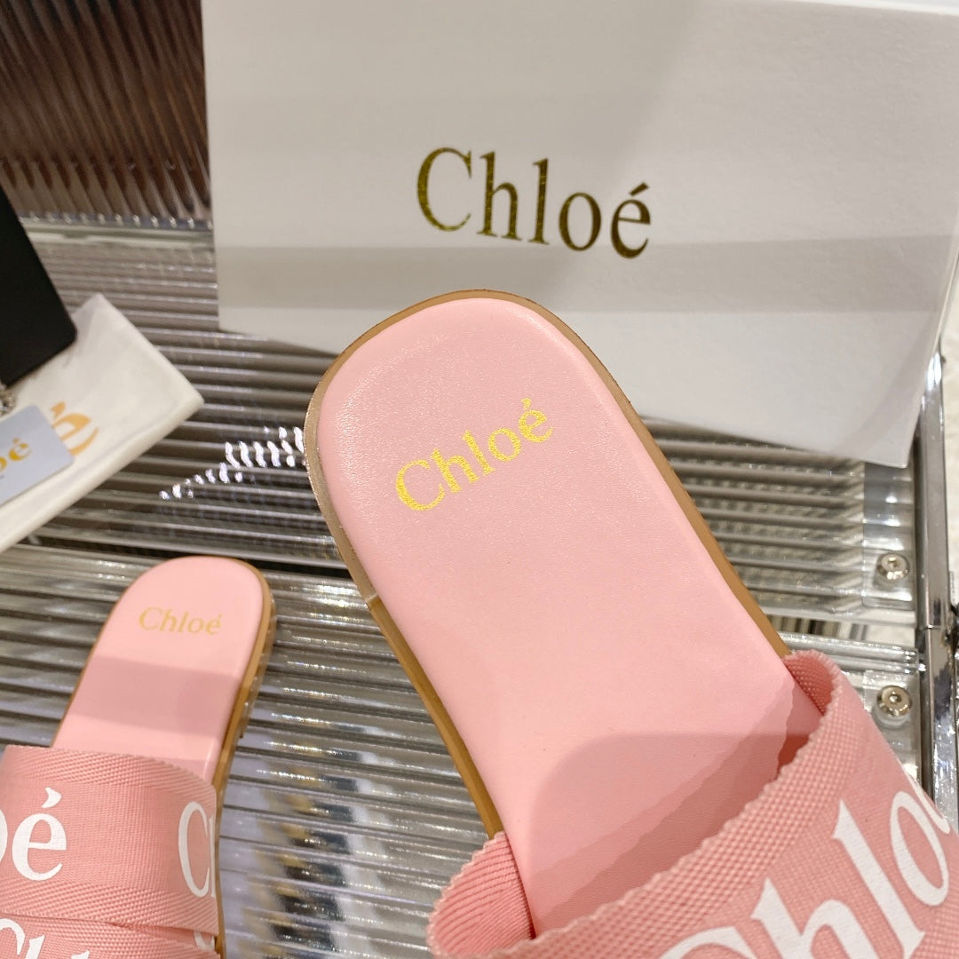 CHLO¨¦ WOODY SLIPPER IN ROSE PINK CANVAS