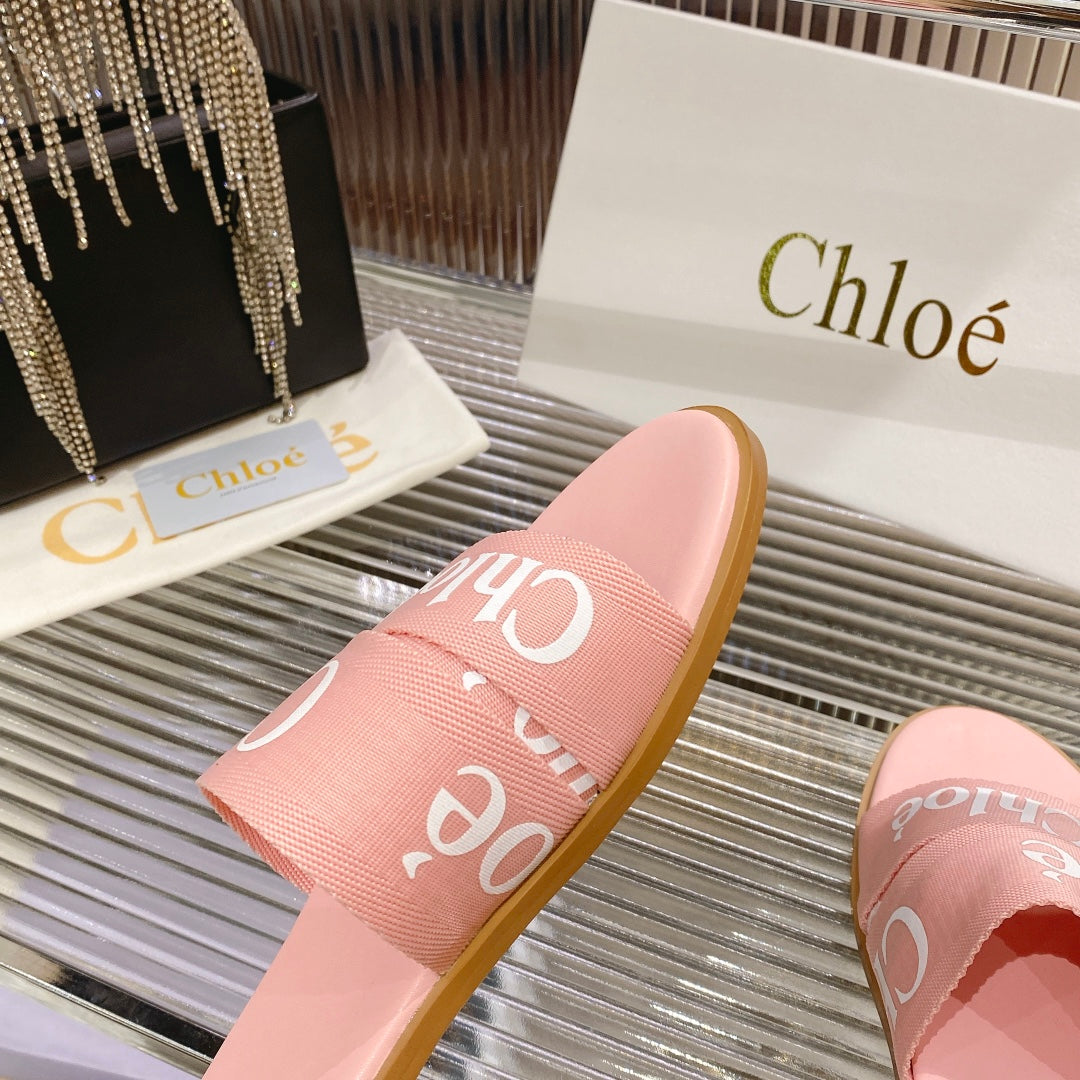 CHLO¨¦ WOODY SLIPPER IN ROSE PINK CANVAS