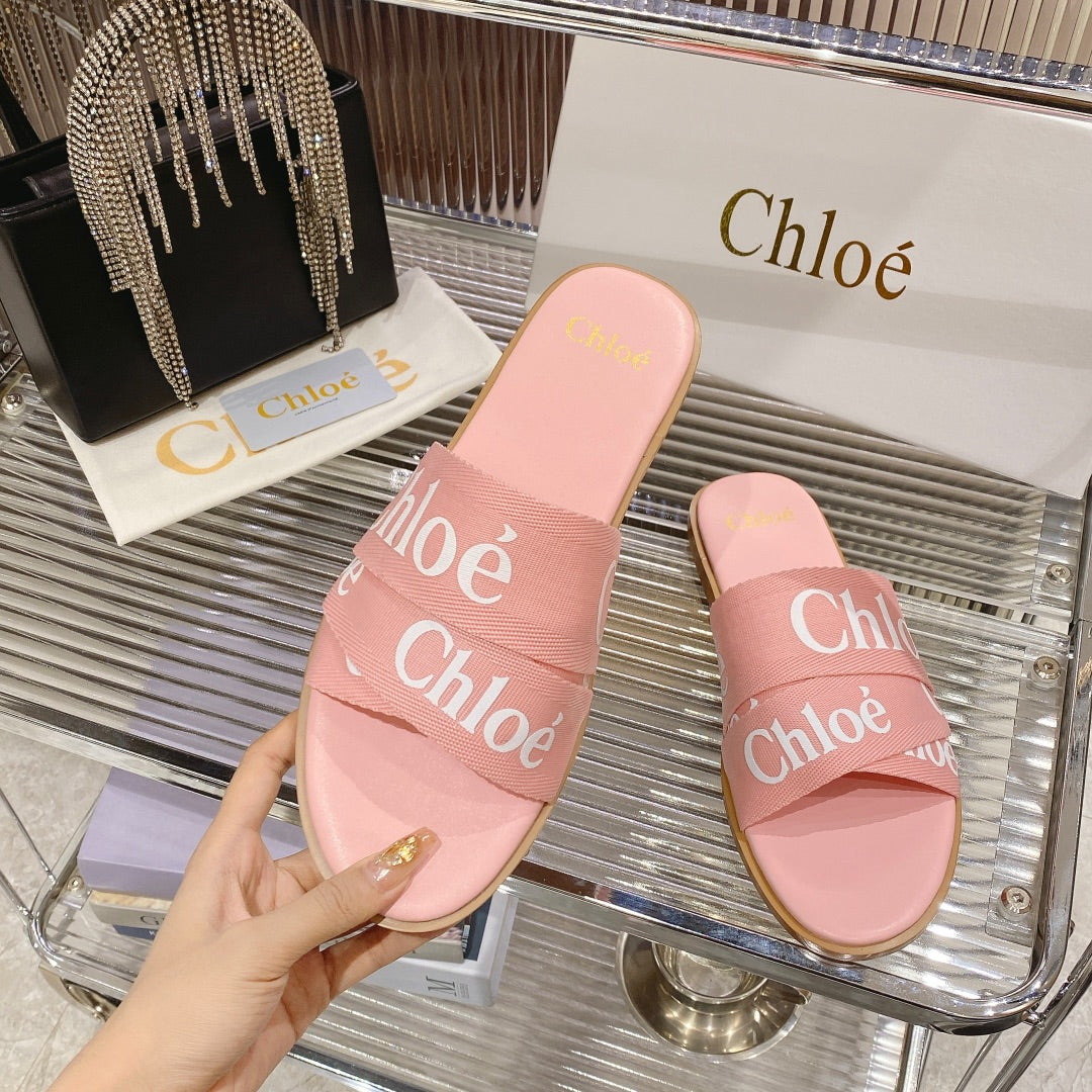 CHLO¨¦ WOODY SLIPPER IN ROSE PINK CANVAS