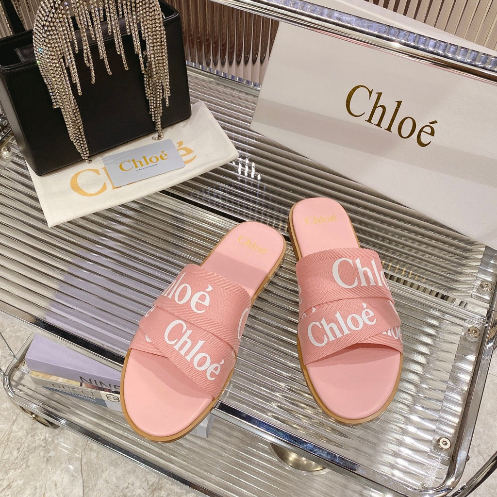 CHLO¨¦ WOODY SLIPPER IN ROSE PINK CANVAS