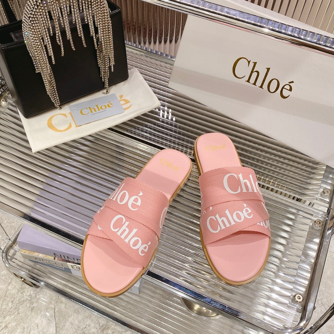 CHLO¨¦ WOODY SLIPPER IN ROSE PINK CANVAS