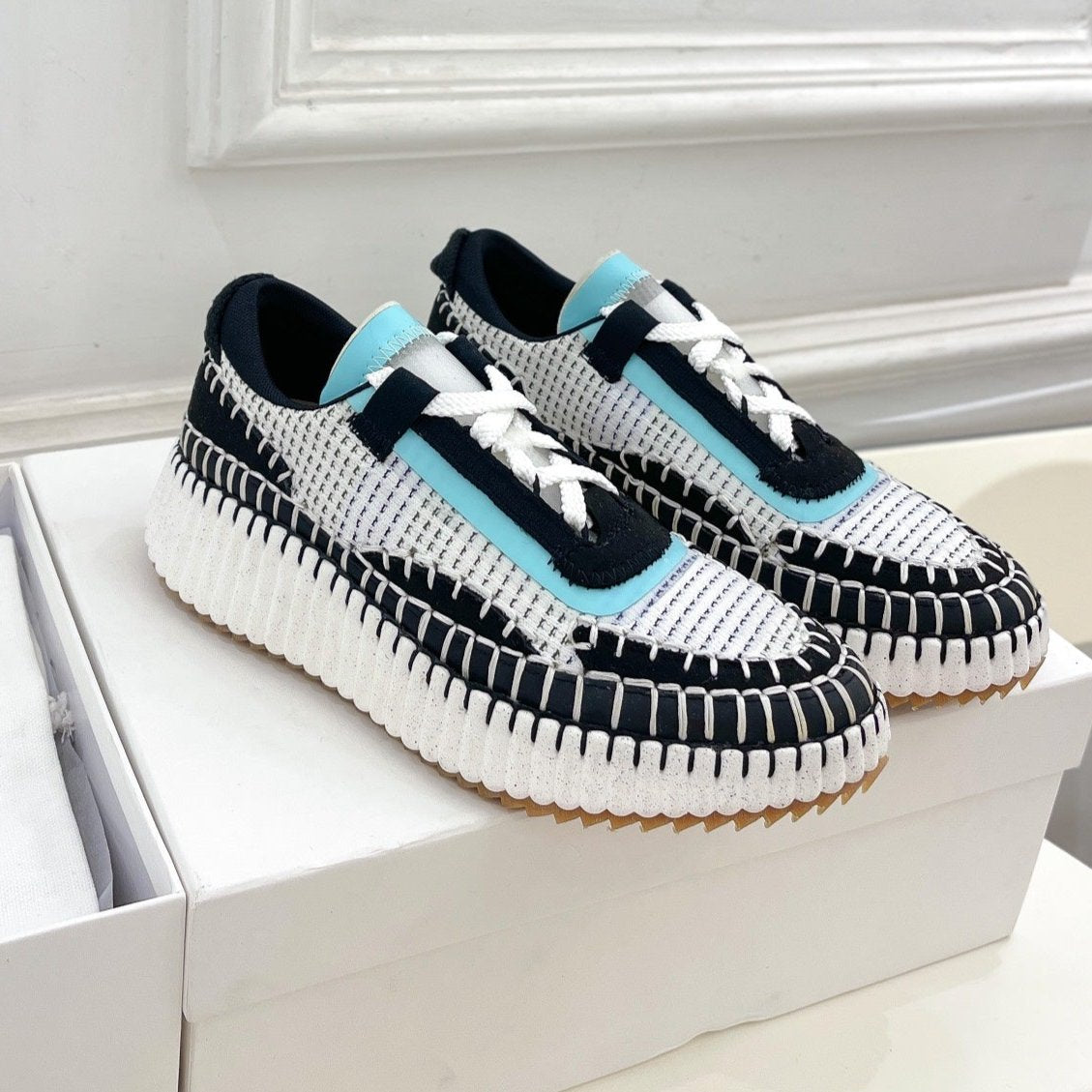 CHLO¨¦ NAMA SNEAKER IN BLACK MIX COLORFUL SPECIAL FABRIC