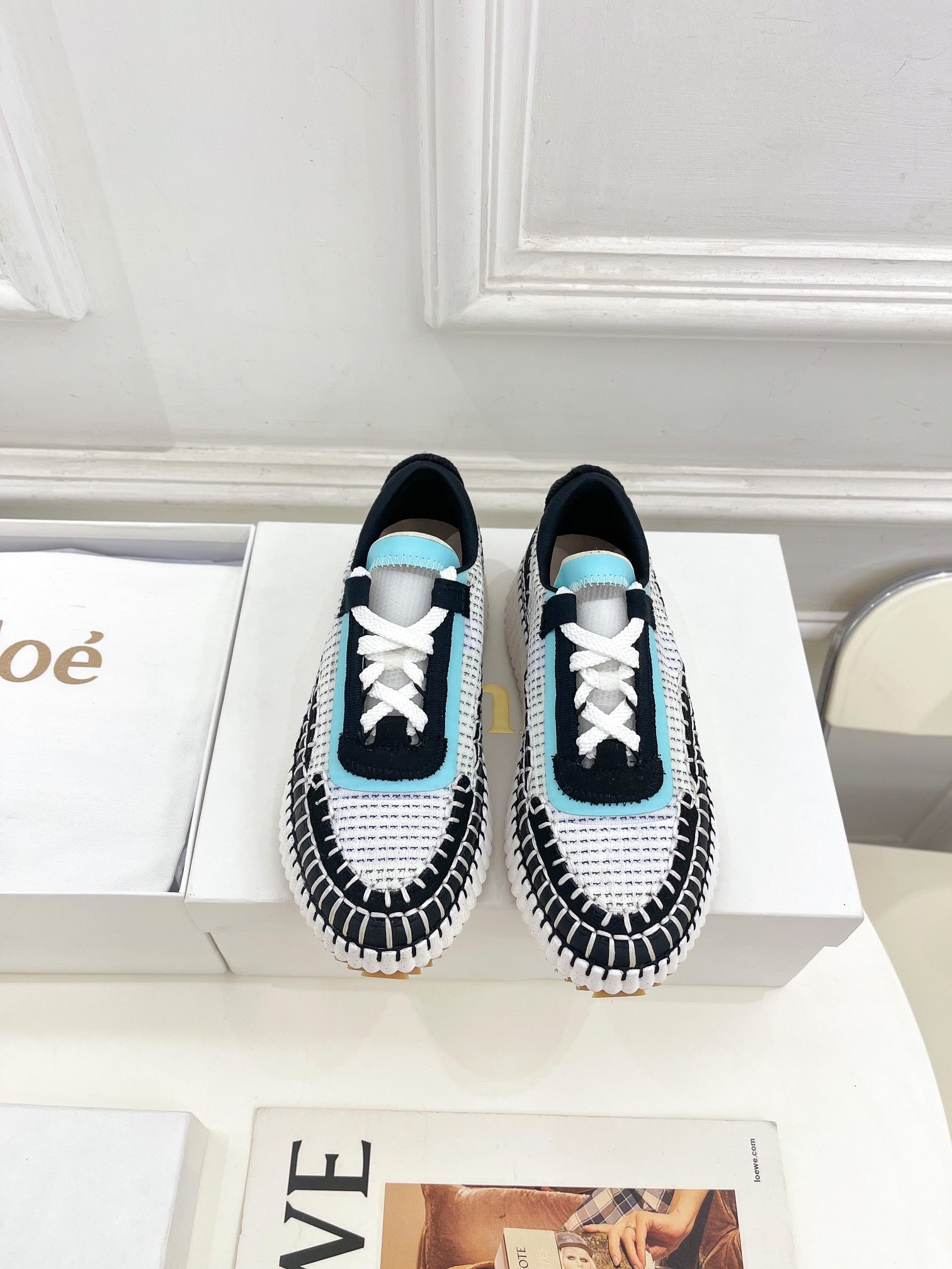 CHLO¨¦ NAMA SNEAKER IN BLACK MIX COLORFUL SPECIAL FABRIC