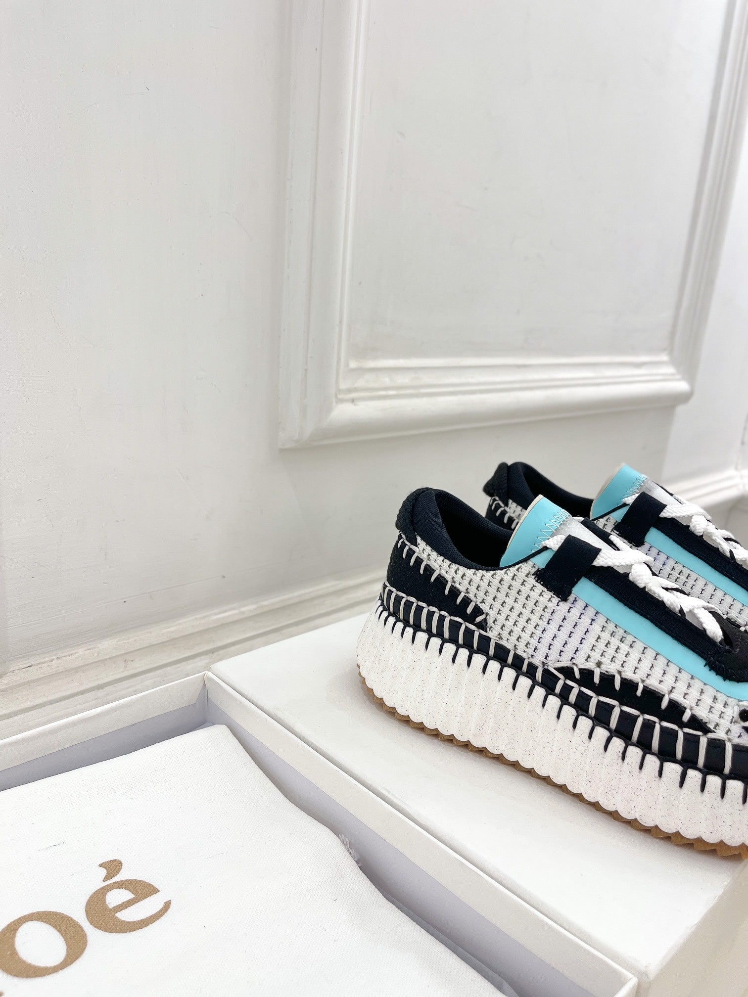 CHLO¨¦ NAMA SNEAKER IN BLACK MIX COLORFUL SPECIAL FABRIC
