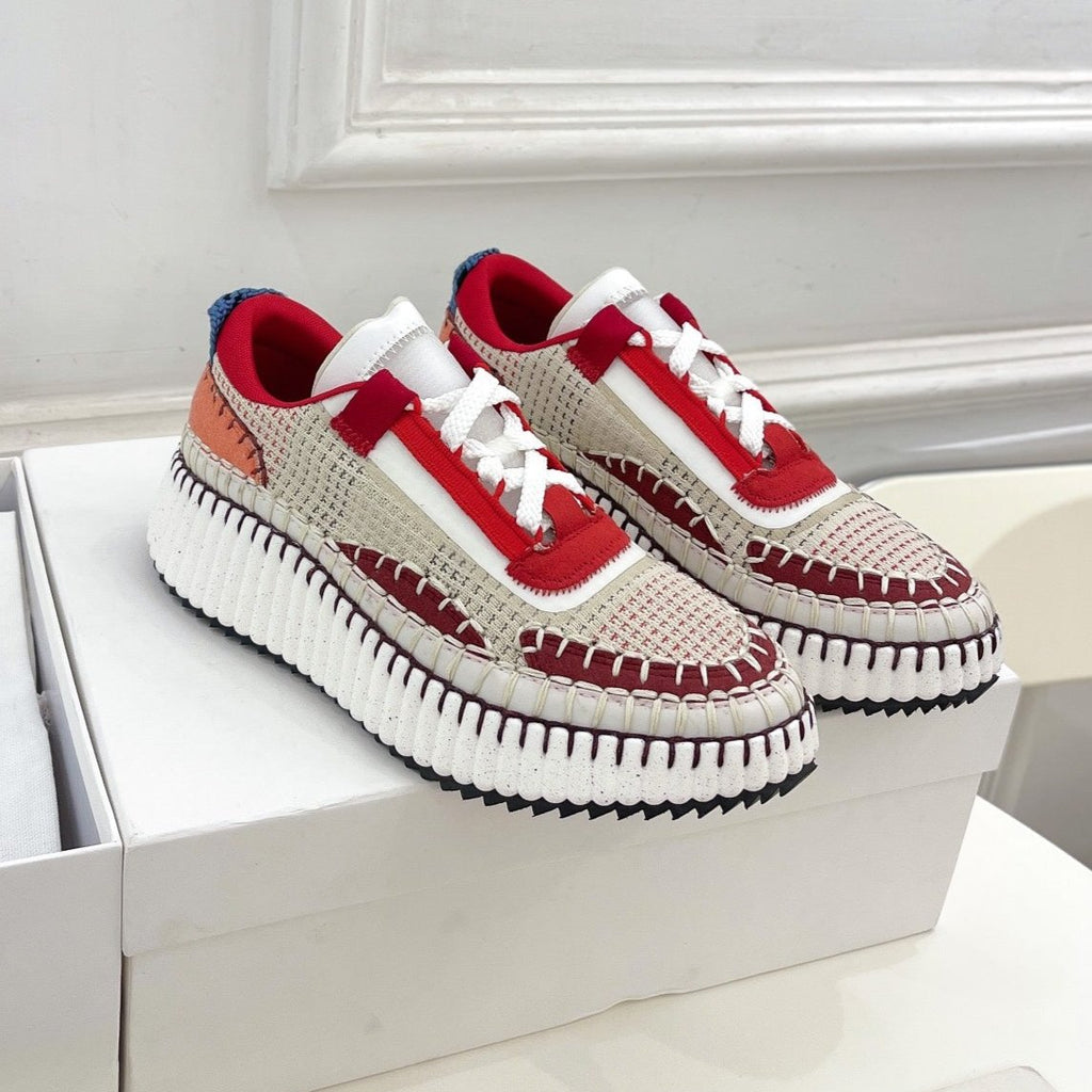CHLO¨¦ NAMA SNEAKER IN CHERRY RED MIX COLORFUL SPECIAL FABRIC