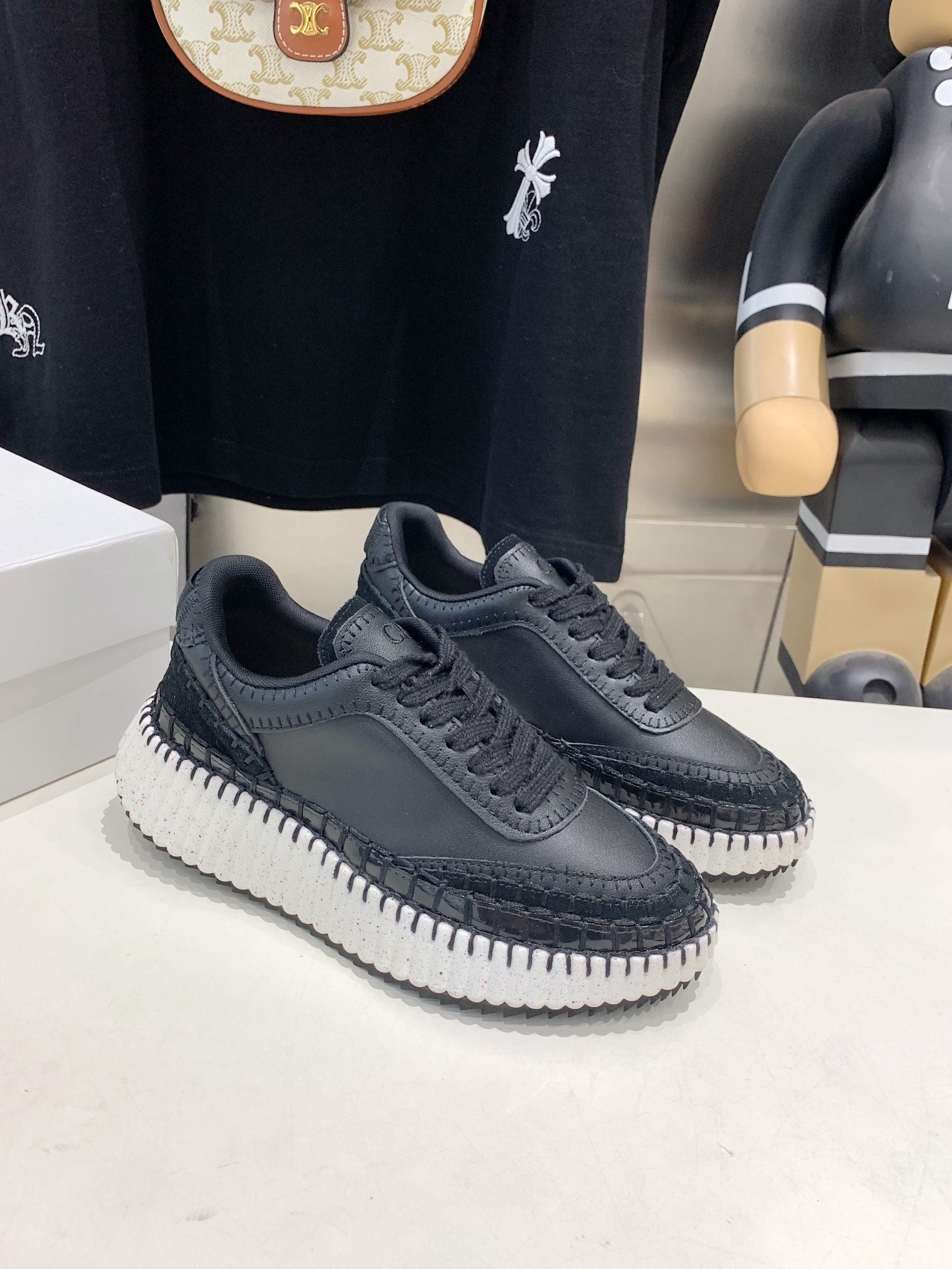 CHLO¨¦ NAMA SNEAKER 5 CM IN BLACK CALFSKIN