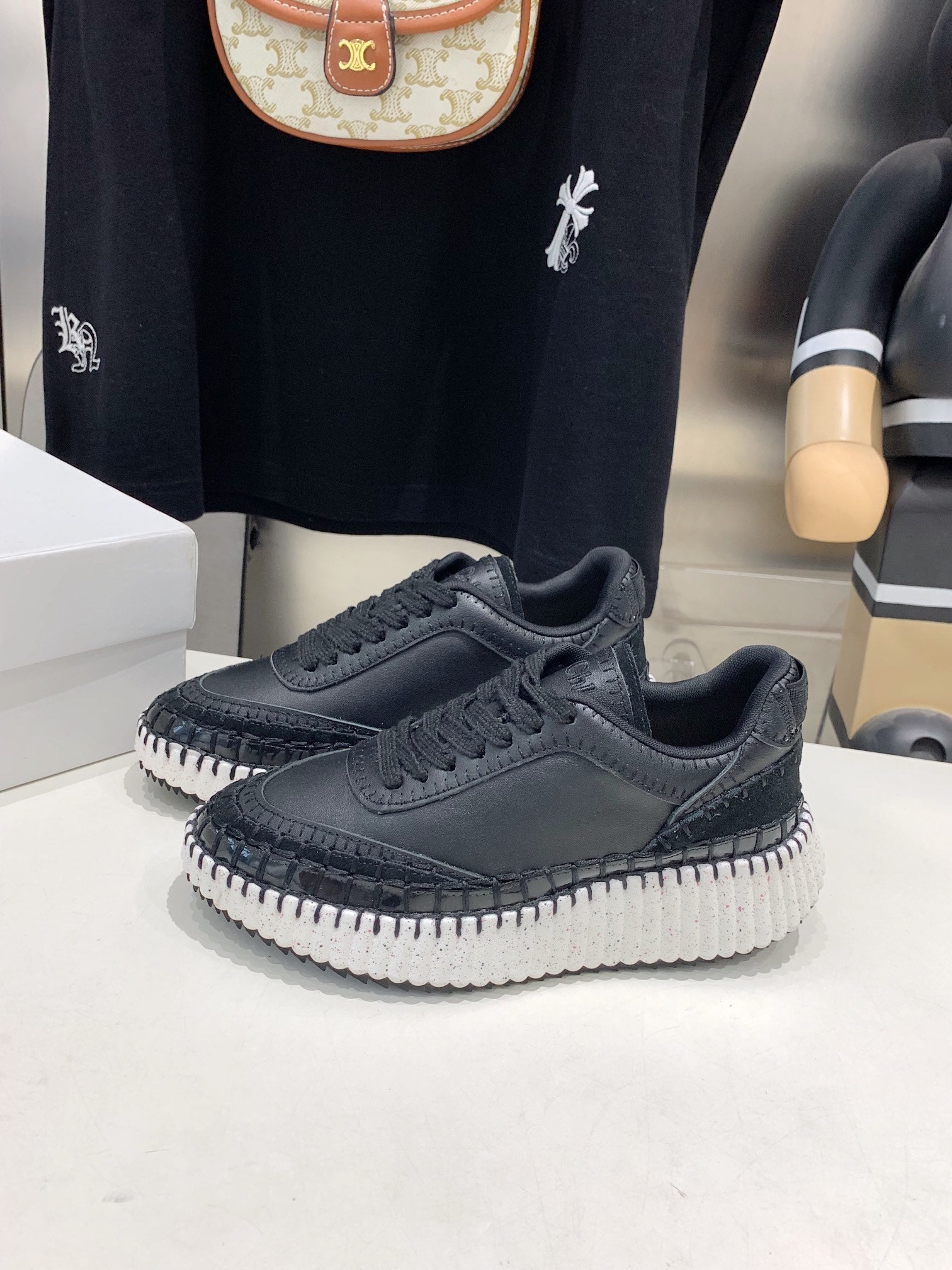 CHLO¨¦ NAMA SNEAKER 5 CM IN BLACK CALFSKIN