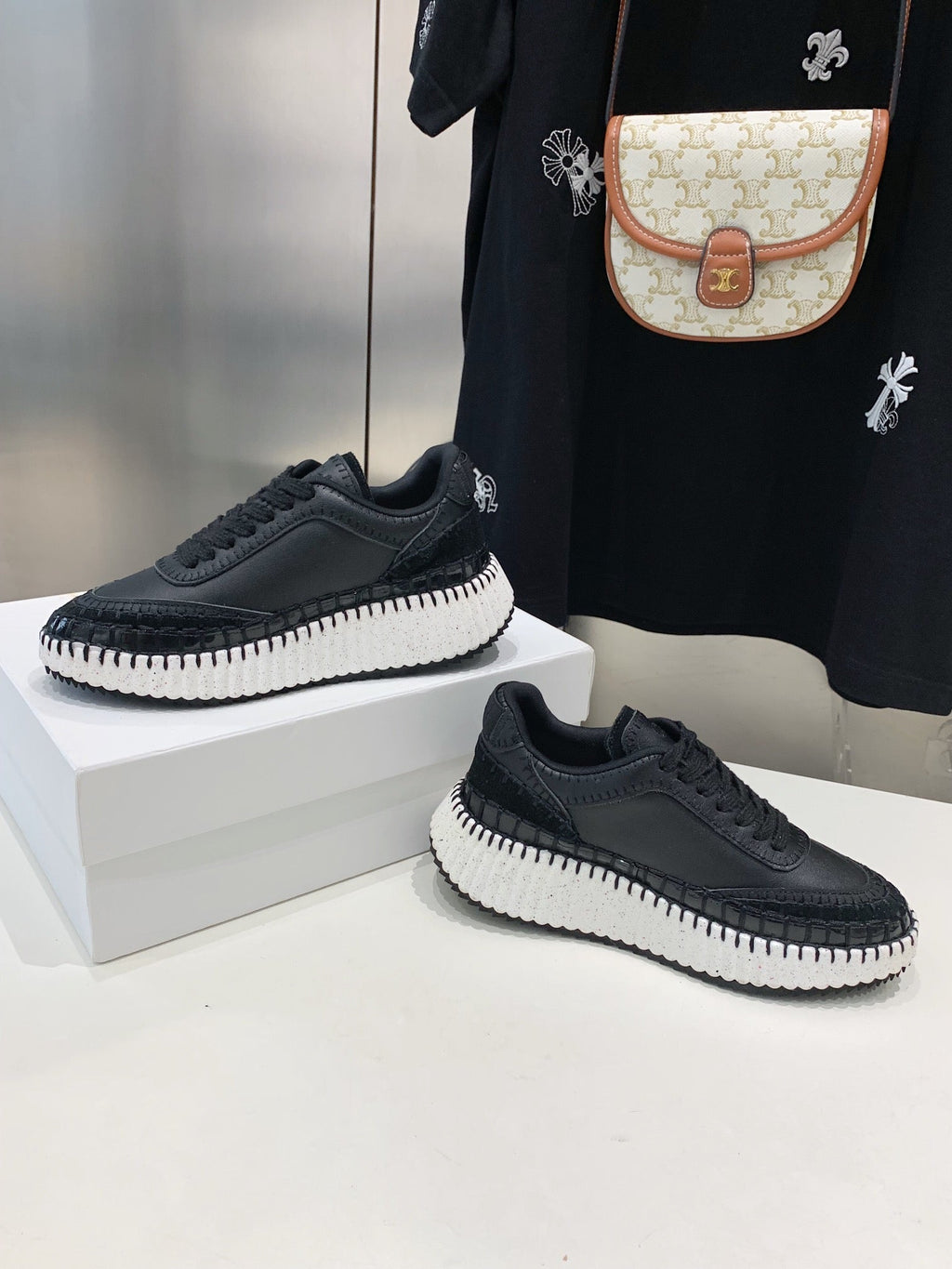 CHLO¨¦ NAMA SNEAKER 5 CM IN BLACK CALFSKIN