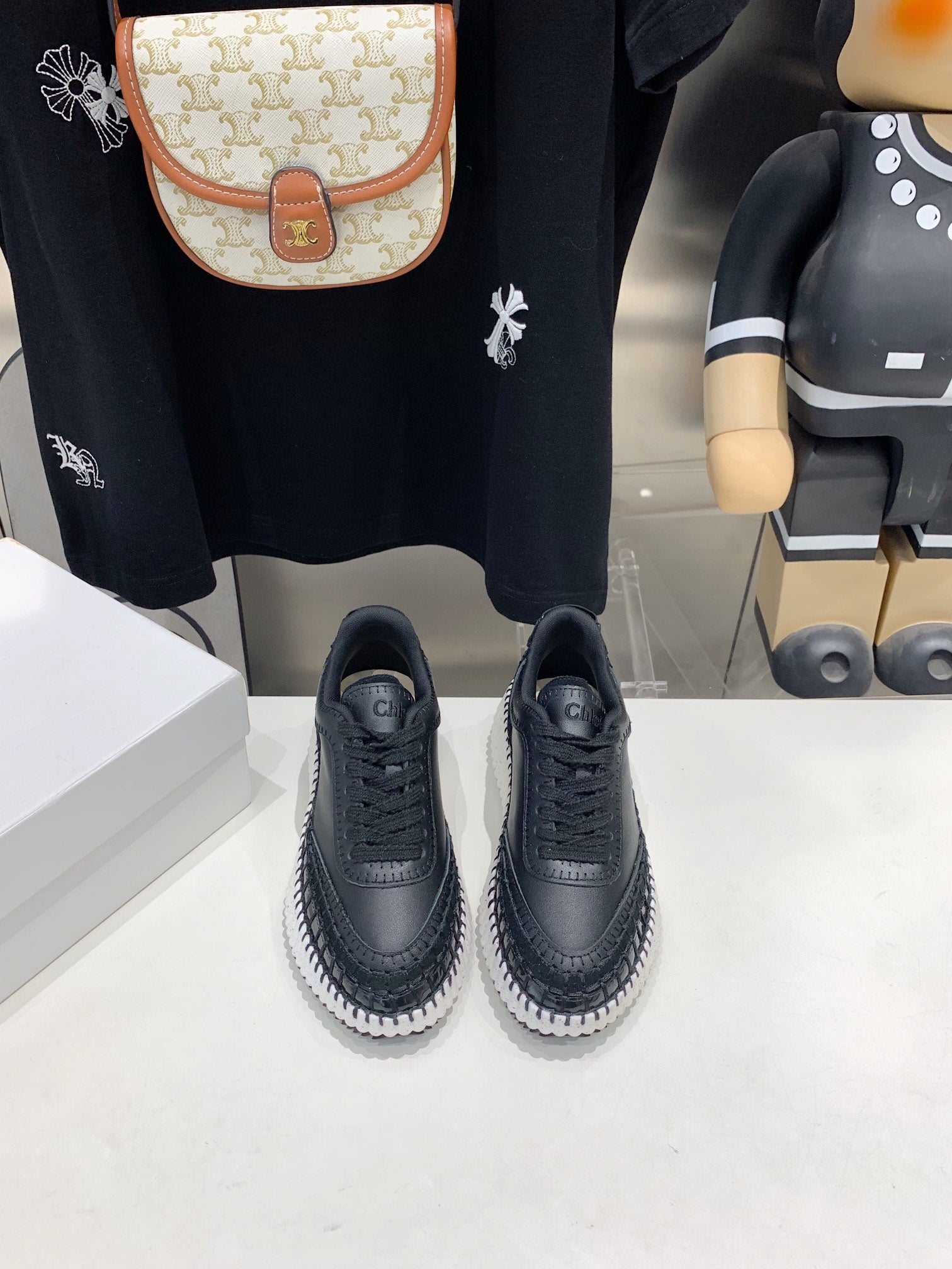 CHLO¨¦ NAMA SNEAKER 5 CM IN BLACK CALFSKIN