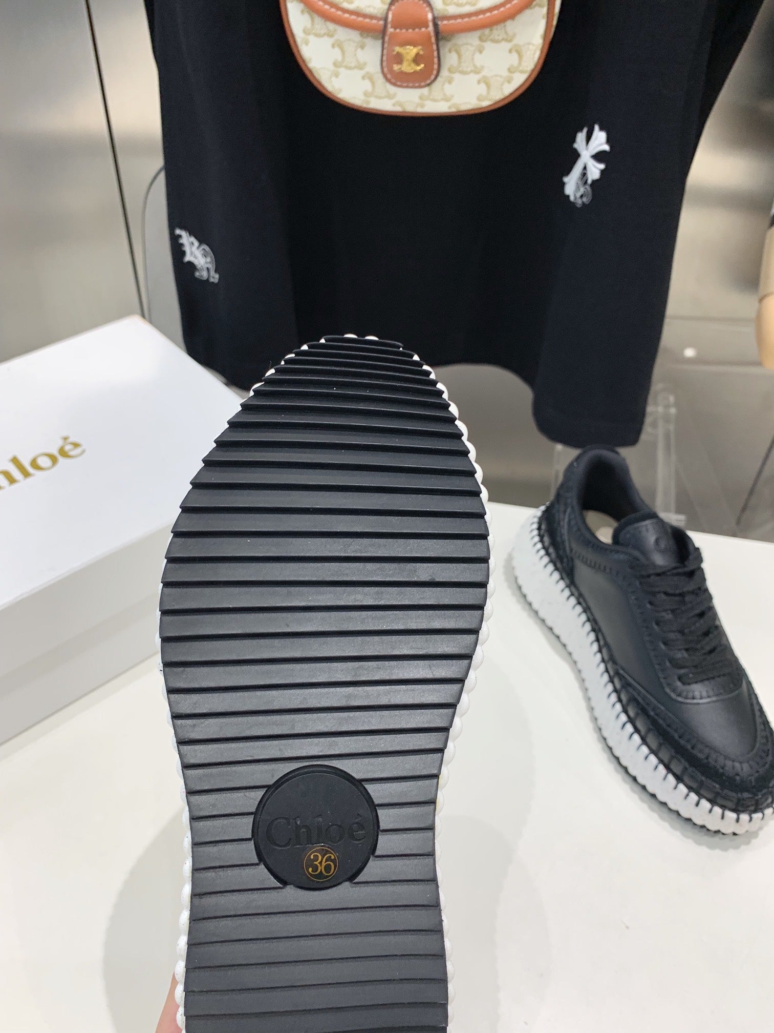 CHLO¨¦ NAMA SNEAKER 5 CM IN BLACK CALFSKIN
