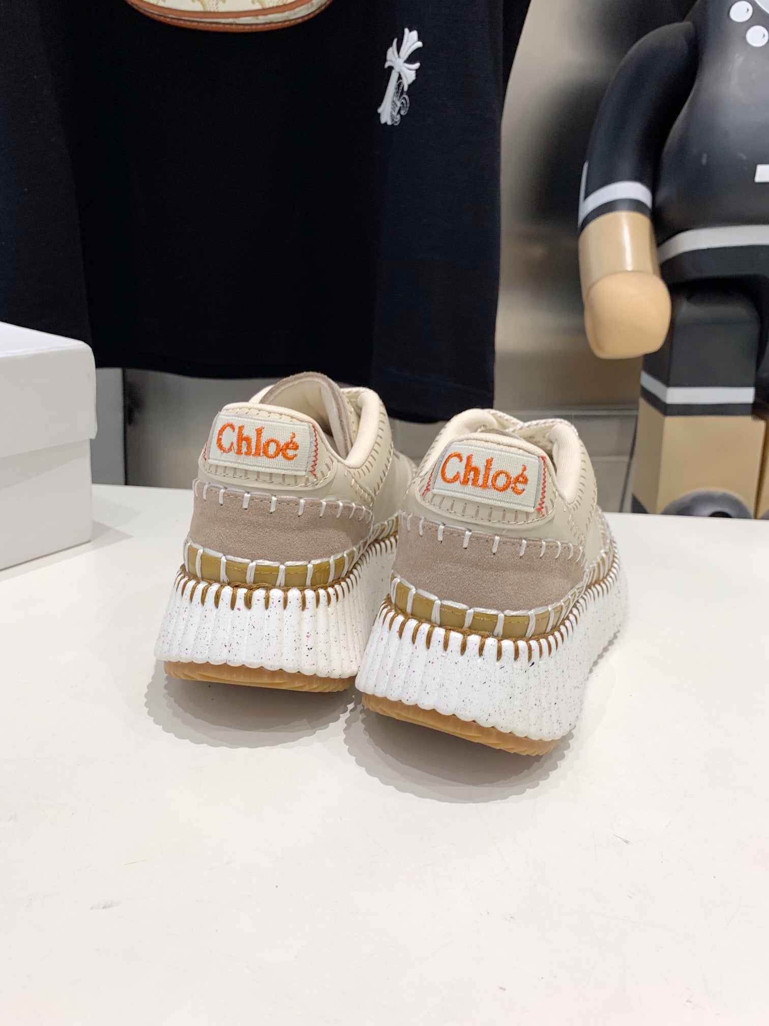 CHLO¨¦ NAMA SNEAKER 5 CM IN BISQUE BEIGE CALFSKIN