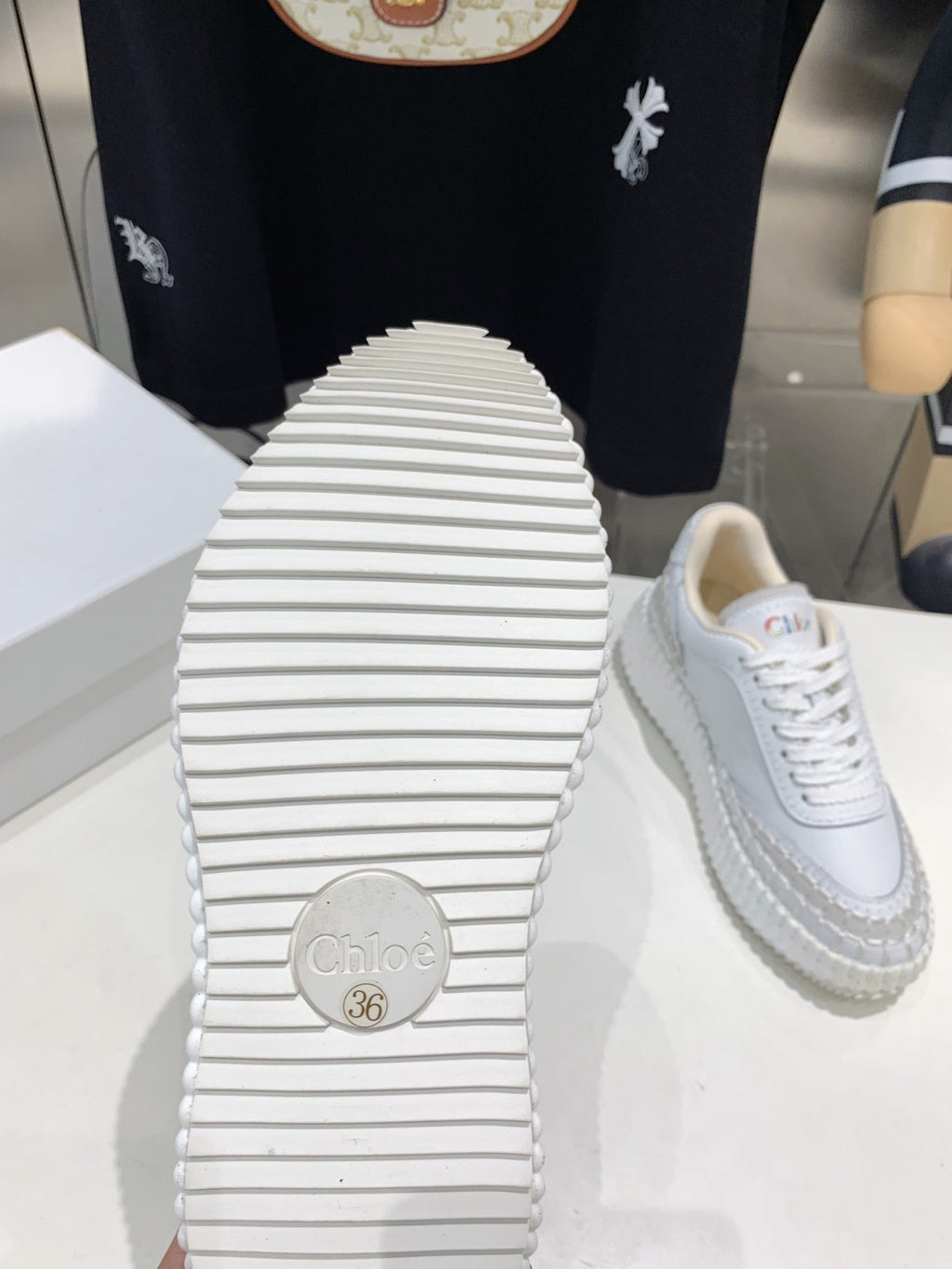 CHLO¨¦ NAMA SNEAKER 5 CM IN WHITE CALFSKIN