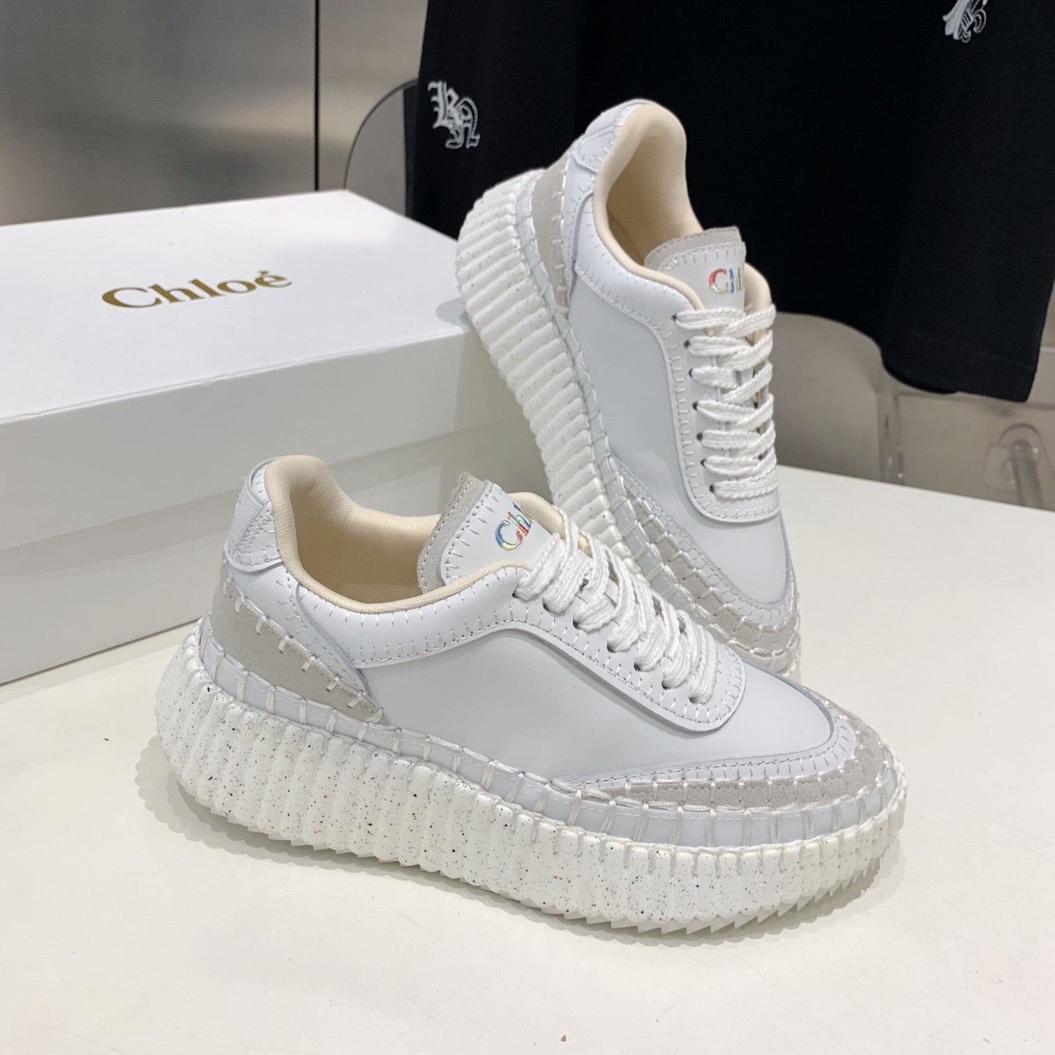 CHLO¨¦ NAMA SNEAKER 5 CM IN WHITE CALFSKIN