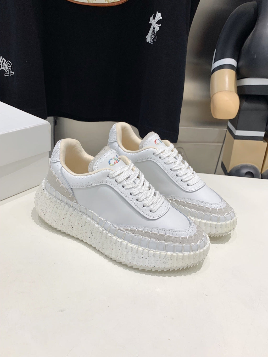 CHLO¨¦ NAMA SNEAKER 5 CM IN WHITE CALFSKIN
