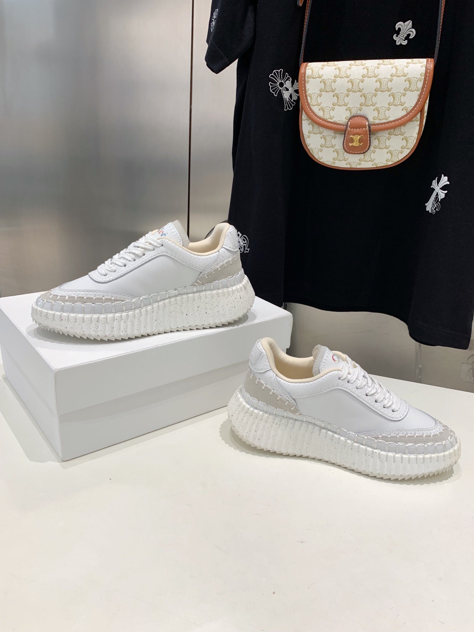 CHLO¨¦ NAMA SNEAKER 5 CM IN WHITE CALFSKIN