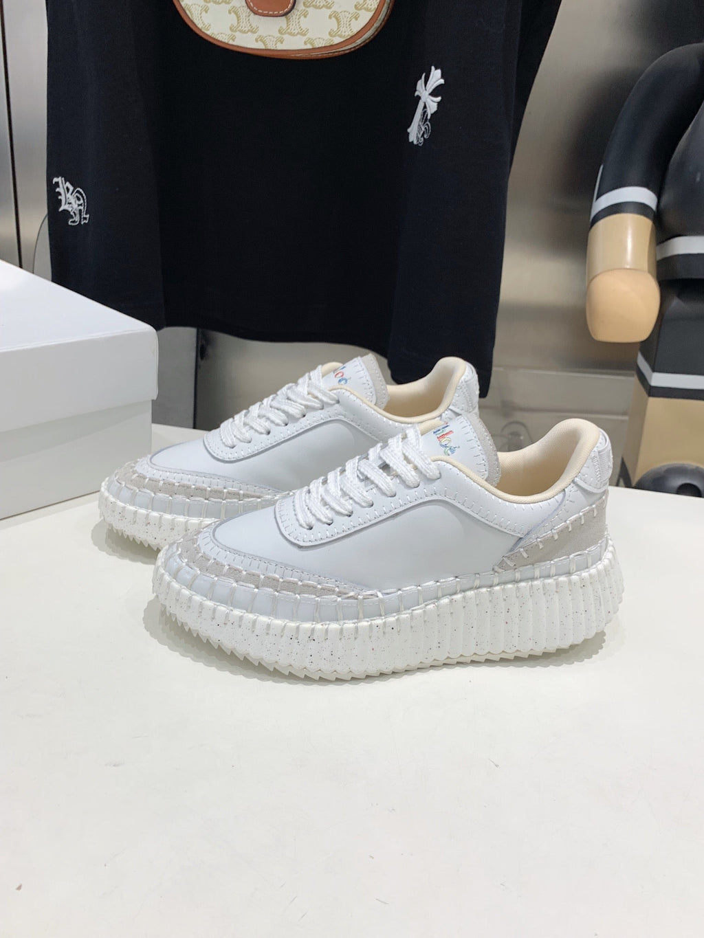 CHLO¨¦ NAMA SNEAKER 5 CM IN WHITE CALFSKIN