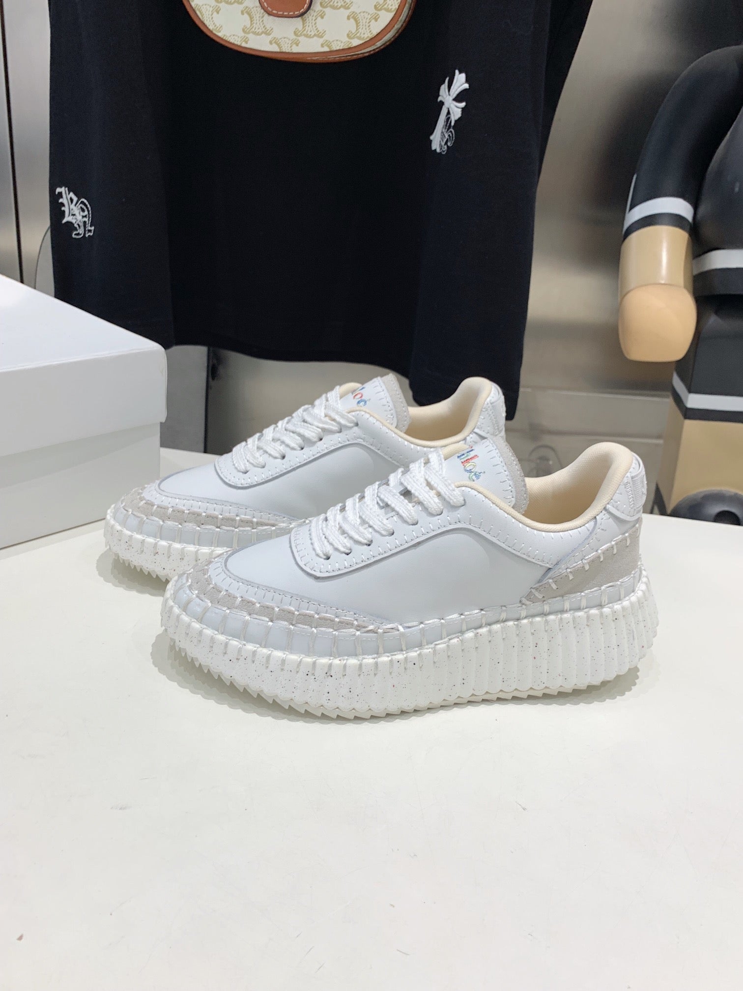 CHLO¨¦ NAMA SNEAKER 5 CM IN WHITE CALFSKIN