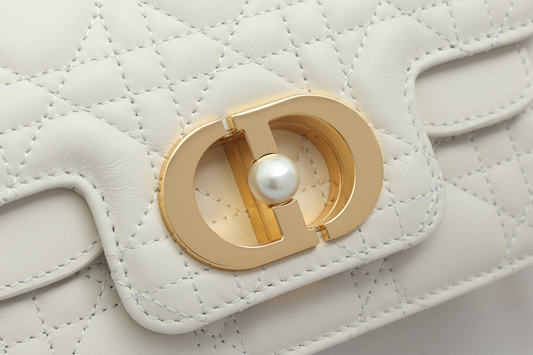 JOLIE TOP HANDLE BAG 19 IN WHITE CANNAGE CALFSKIN