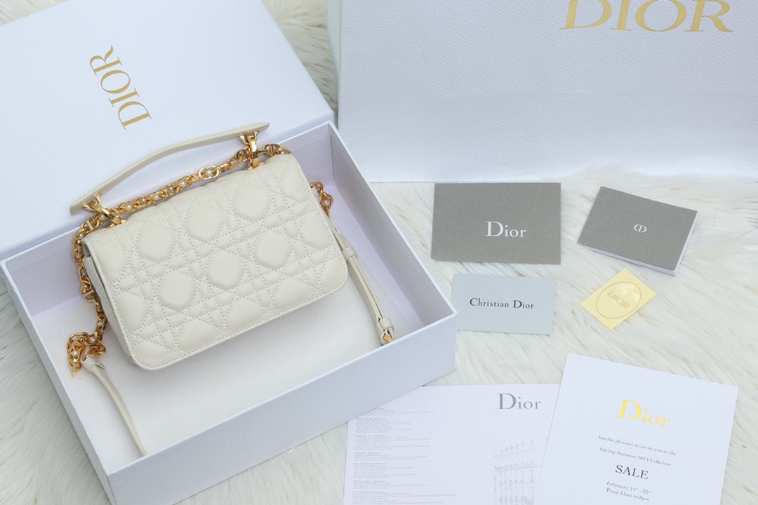 JOLIE TOP HANDLE BAG 19 IN WHITE CANNAGE CALFSKIN