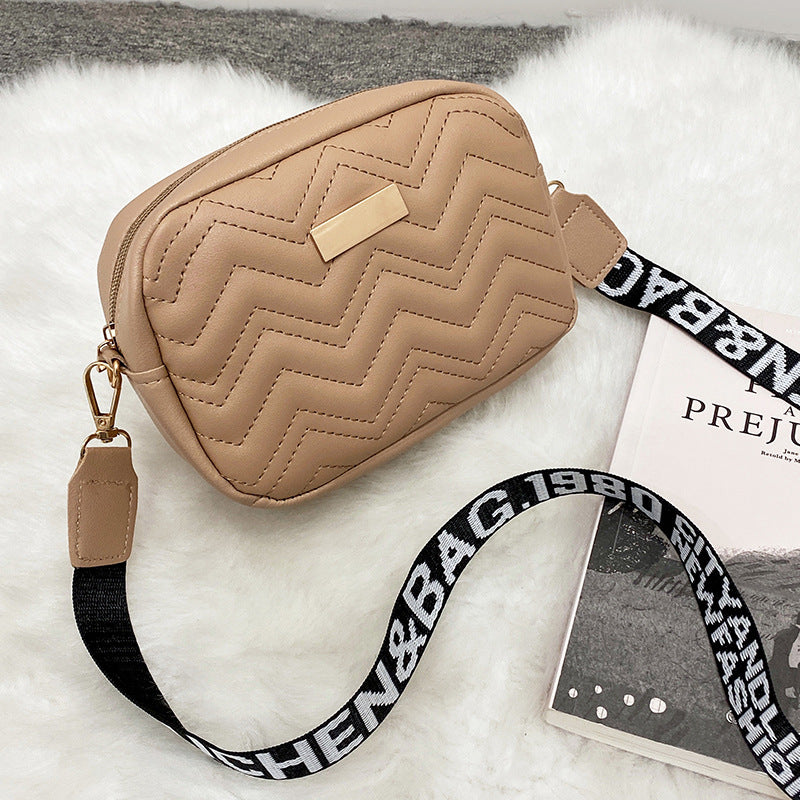 Printed Strap Small Square Crossbody Bag 2022 Korean Style Embroidered Ladies Bag