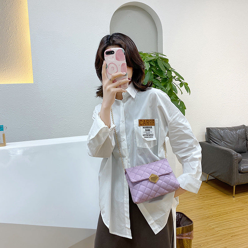 2025 Spring Summer Korean Geometric Quilted Chain Shoulder Bag Crossbody Phone Bag