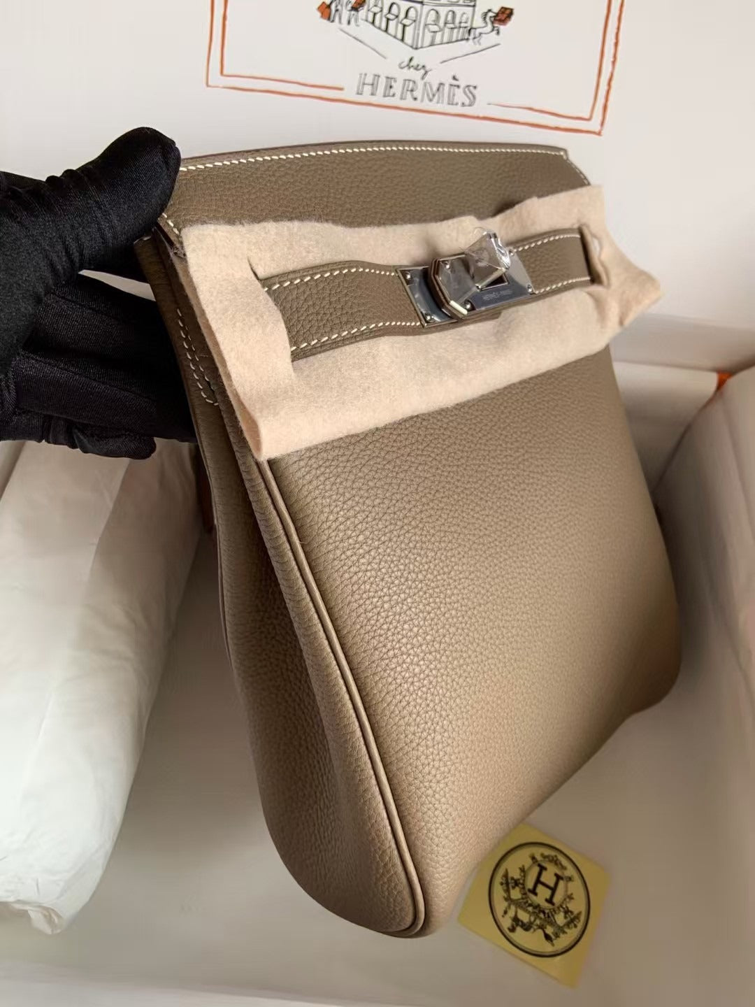 HAC ¨¤ DOS PM BACKPACK IN BROWN TOGO CALFSKIN