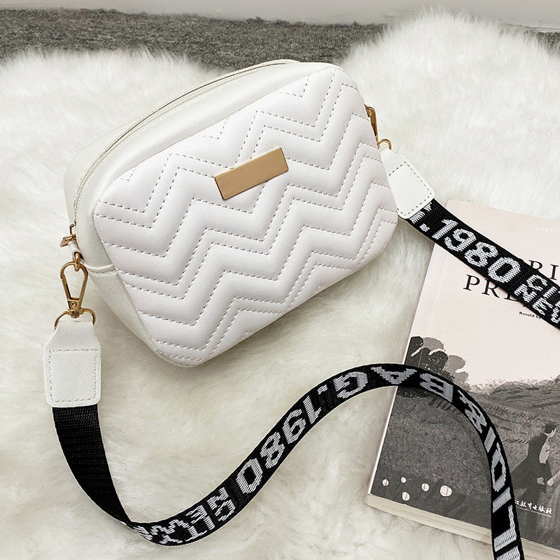 Printed Strap Small Square Crossbody Bag 2022 Korean Style Embroidered Ladies Bag