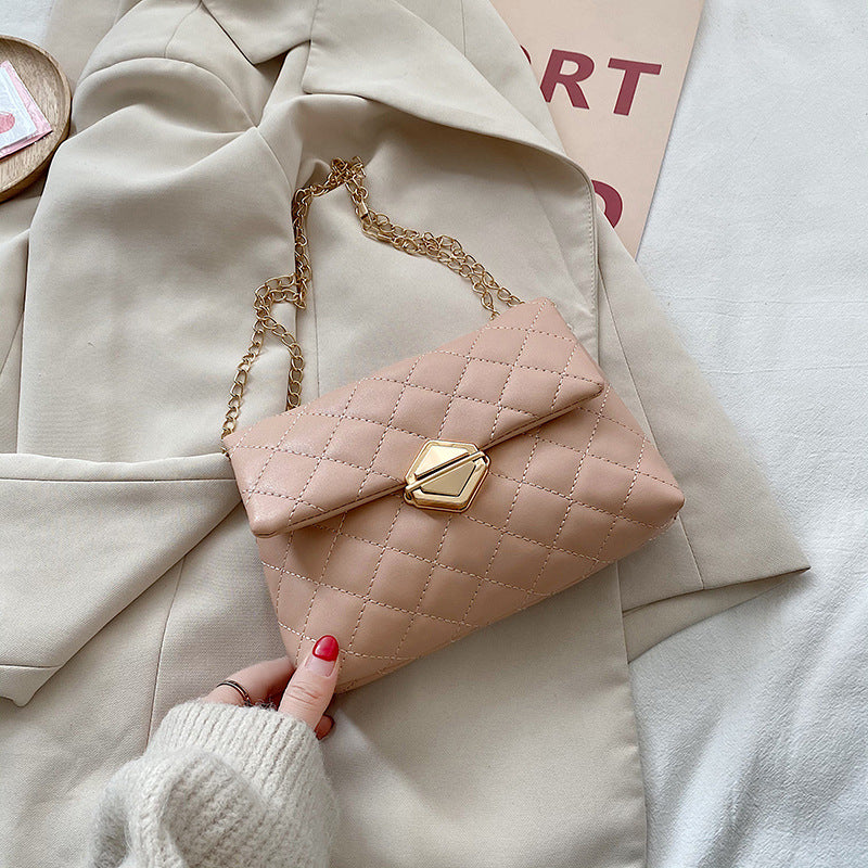 2025 Spring Summer Korean Geometric Quilted Chain Shoulder Bag Crossbody Phone Bag