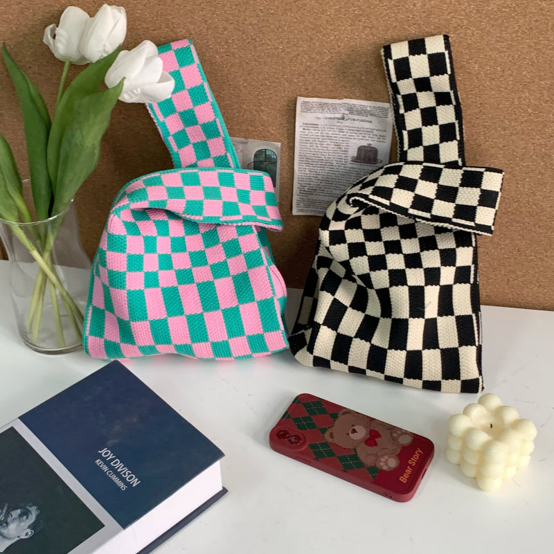 2025 Minimalist Knitted Checkerboard Shoulder Handbag