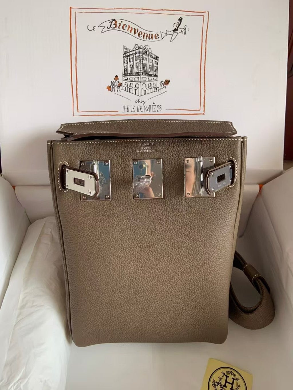 HAC ¨¤ DOS PM BACKPACK IN BROWN TOGO CALFSKIN