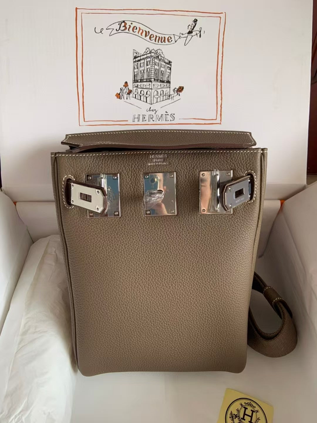 HAC ¨¤ DOS PM BACKPACK IN BROWN TOGO CALFSKIN