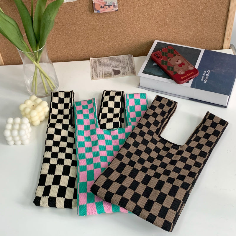 2025 Minimalist Knitted Checkerboard Shoulder Handbag