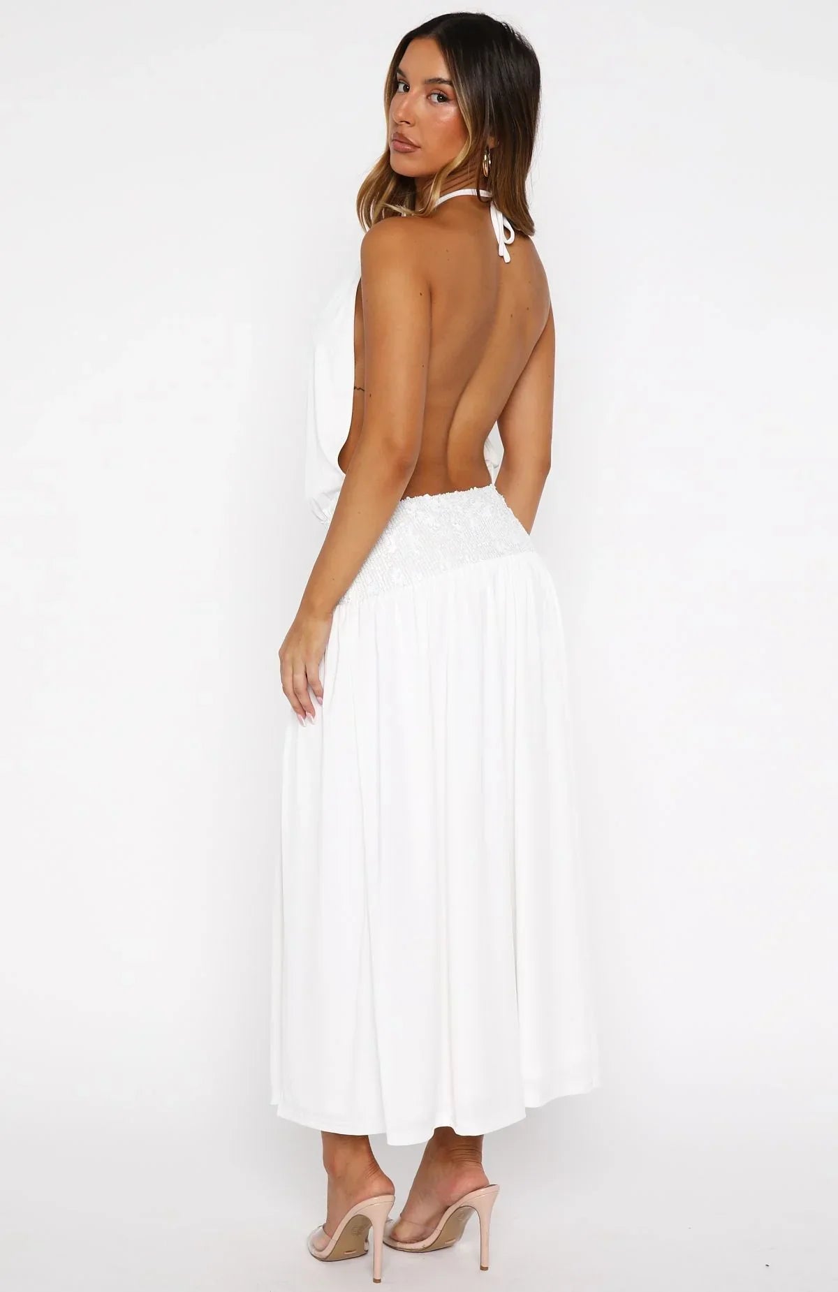 Always Evolving Halter Midi Dress White
