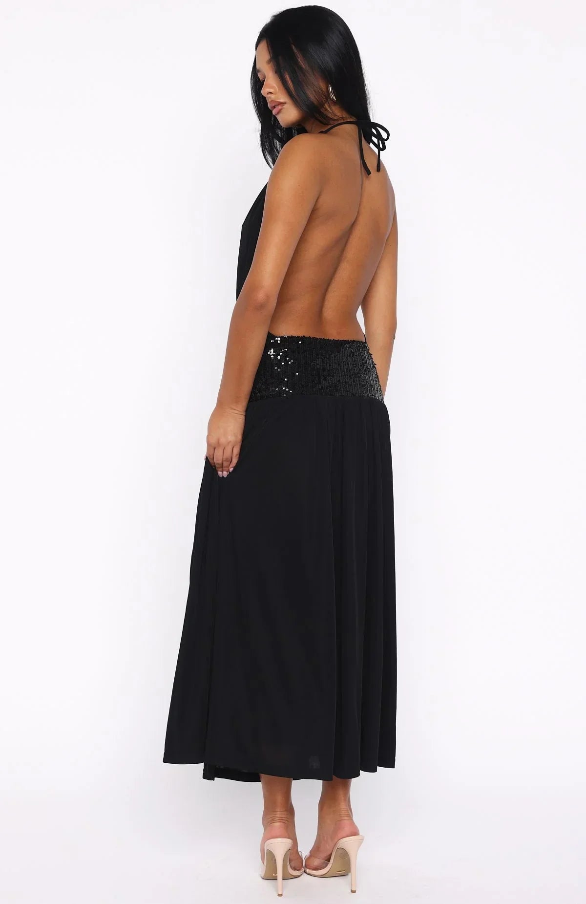 Always Evolving Halter Midi Dress Black