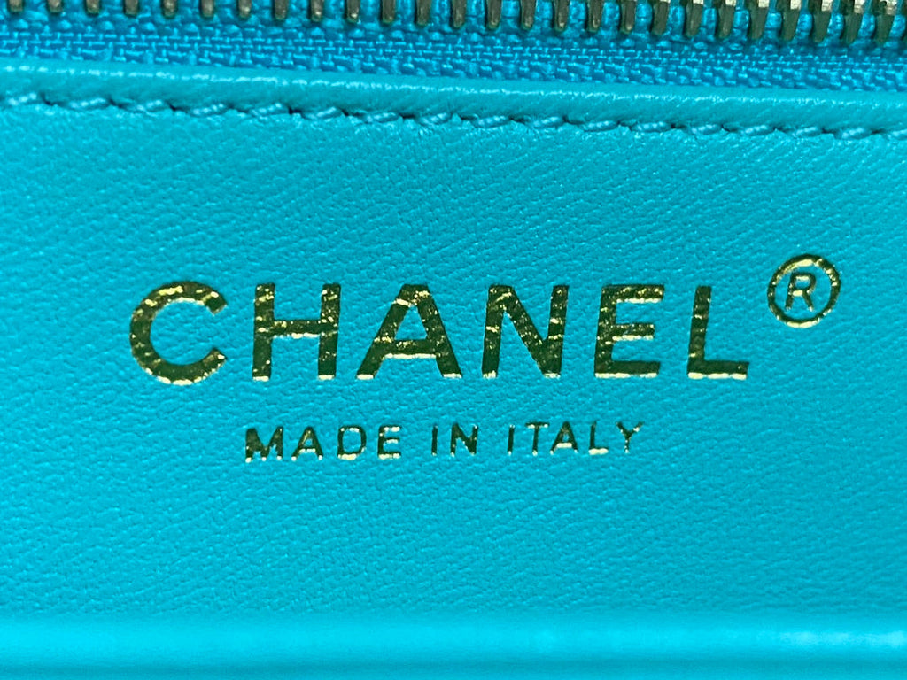 CC TRENDY 20CM LIGHT BLUE LAMBSKIN GOLD HARDWARE