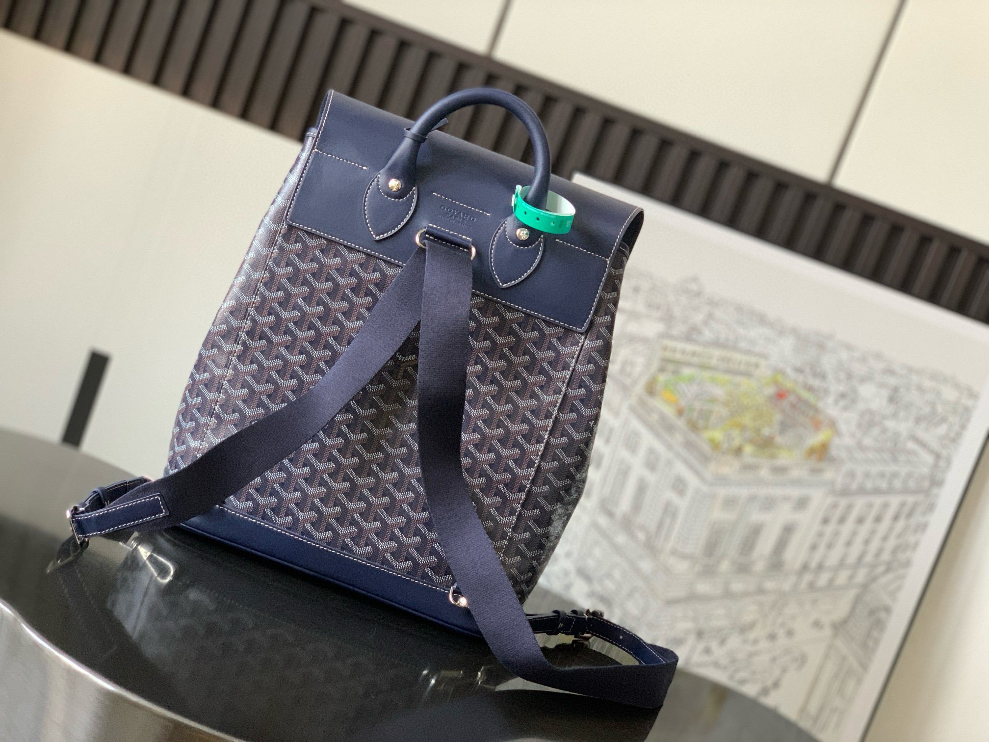 ALPIN MM BACKPACK 39 NAVY BLUE CANVAS CLAMECY CALFSKIN