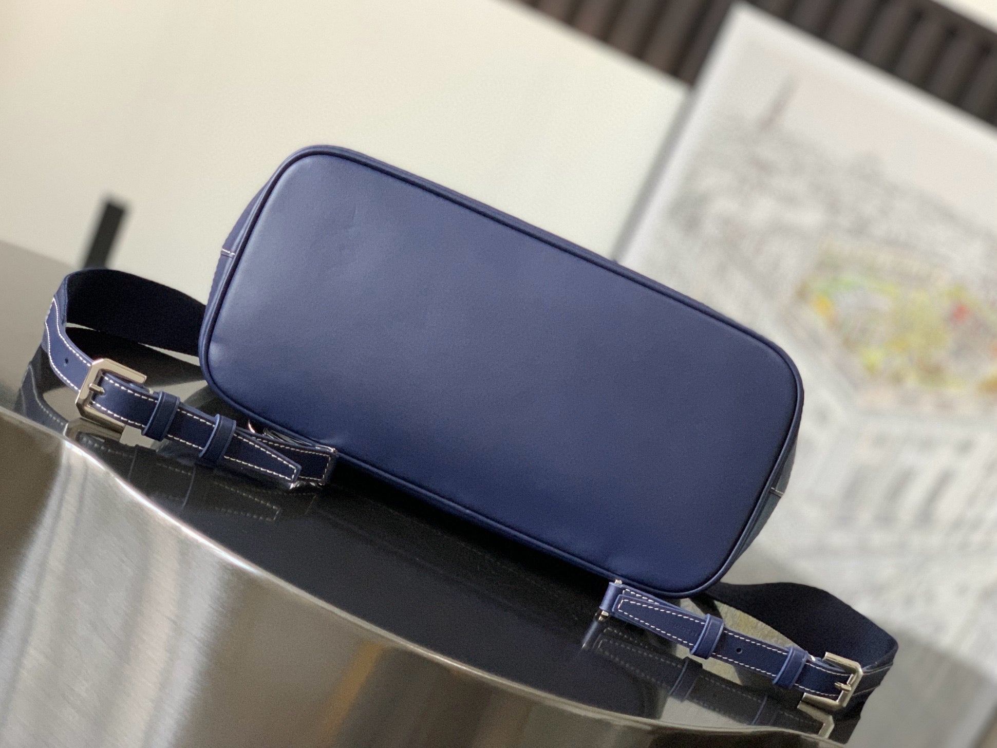 ALPIN MM BACKPACK 39 NAVY BLUE CANVAS CLAMECY CALFSKIN