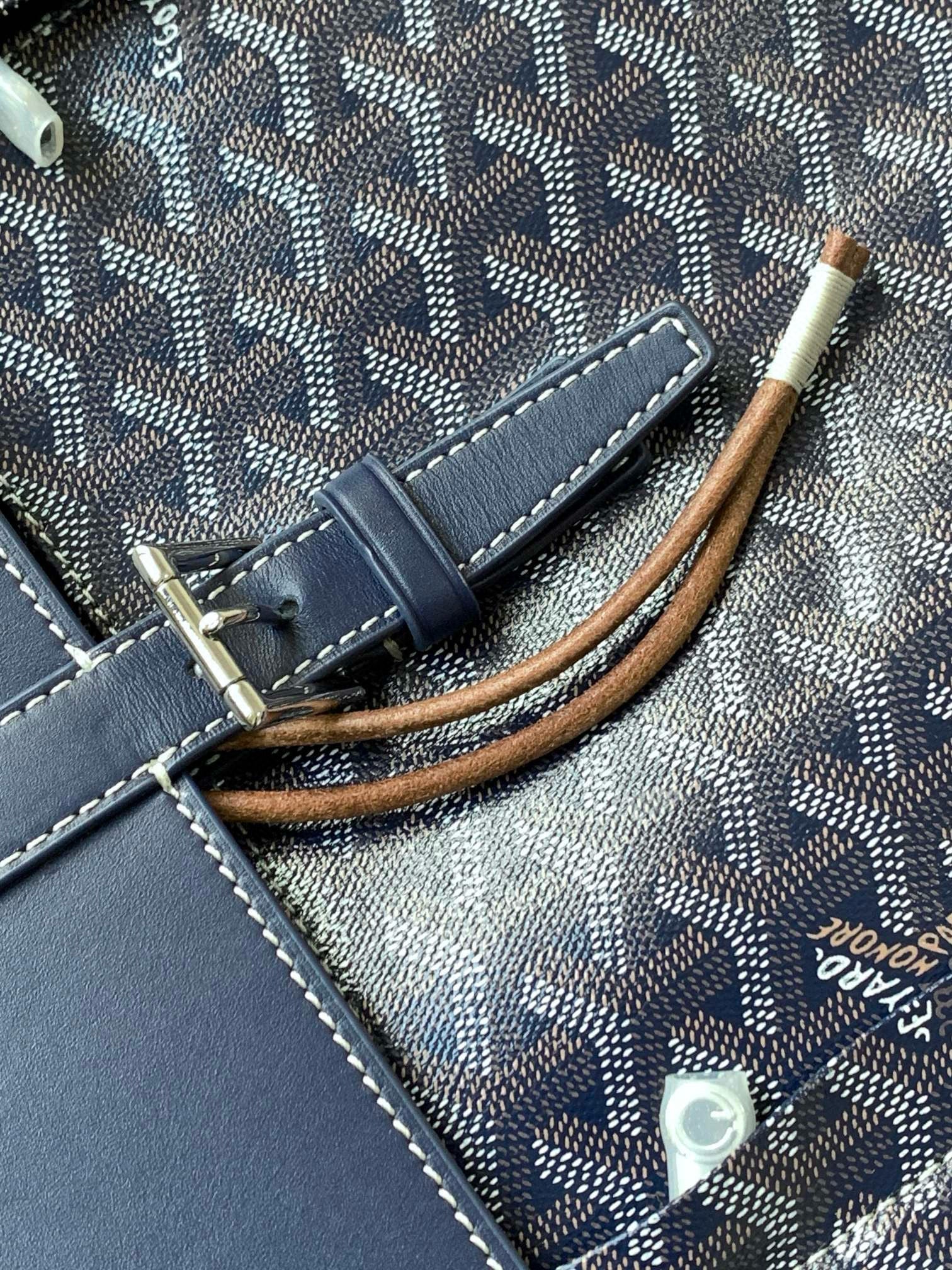 ALPIN MM BACKPACK 39 NAVY BLUE CANVAS CLAMECY CALFSKIN