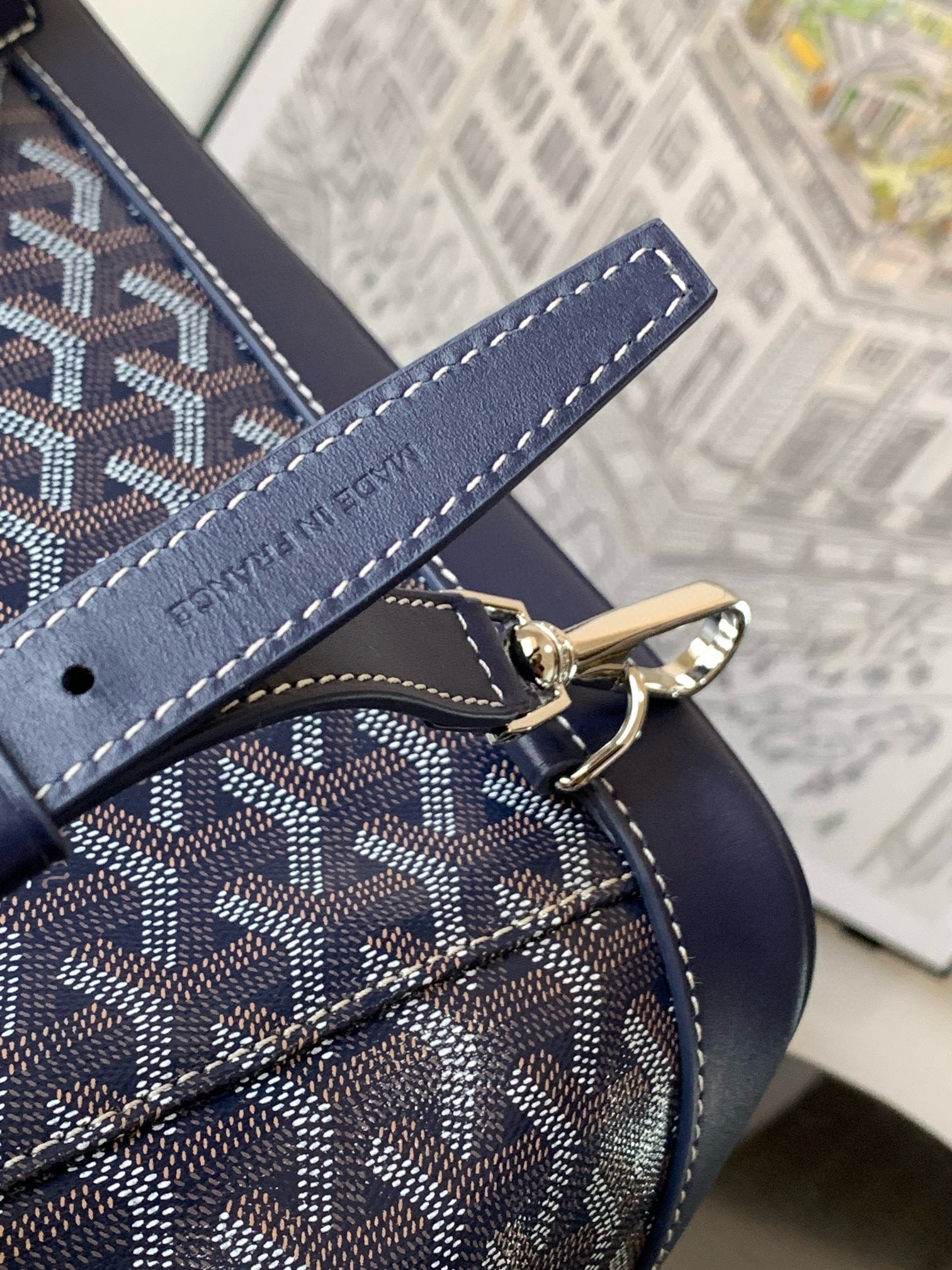 ALPIN MM BACKPACK 39 NAVY BLUE CANVAS CLAMECY CALFSKIN