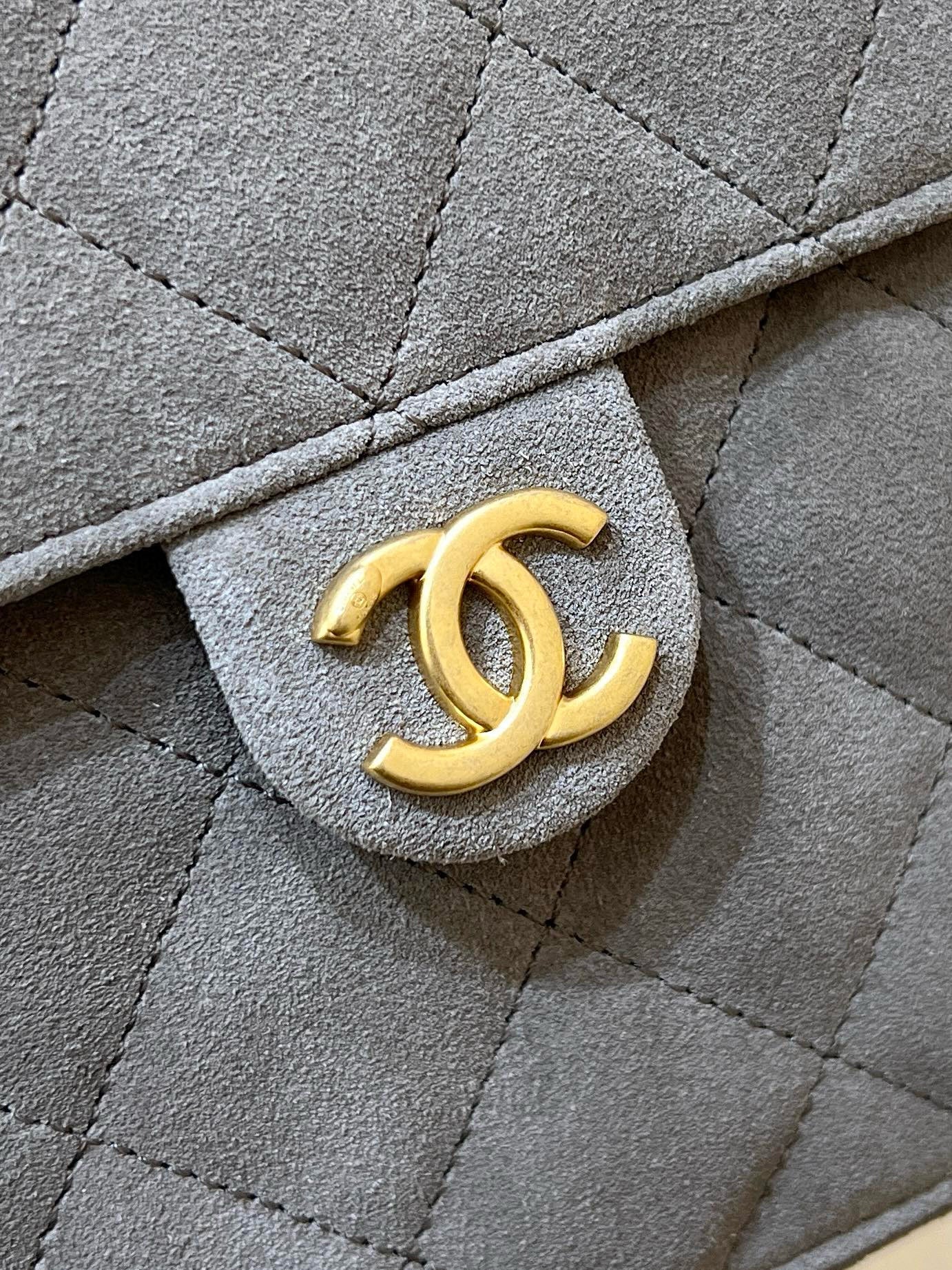 CC 25C HANDBAG IN GRAY 40 SUEDE CALFSKIN GOLD HARDWARE