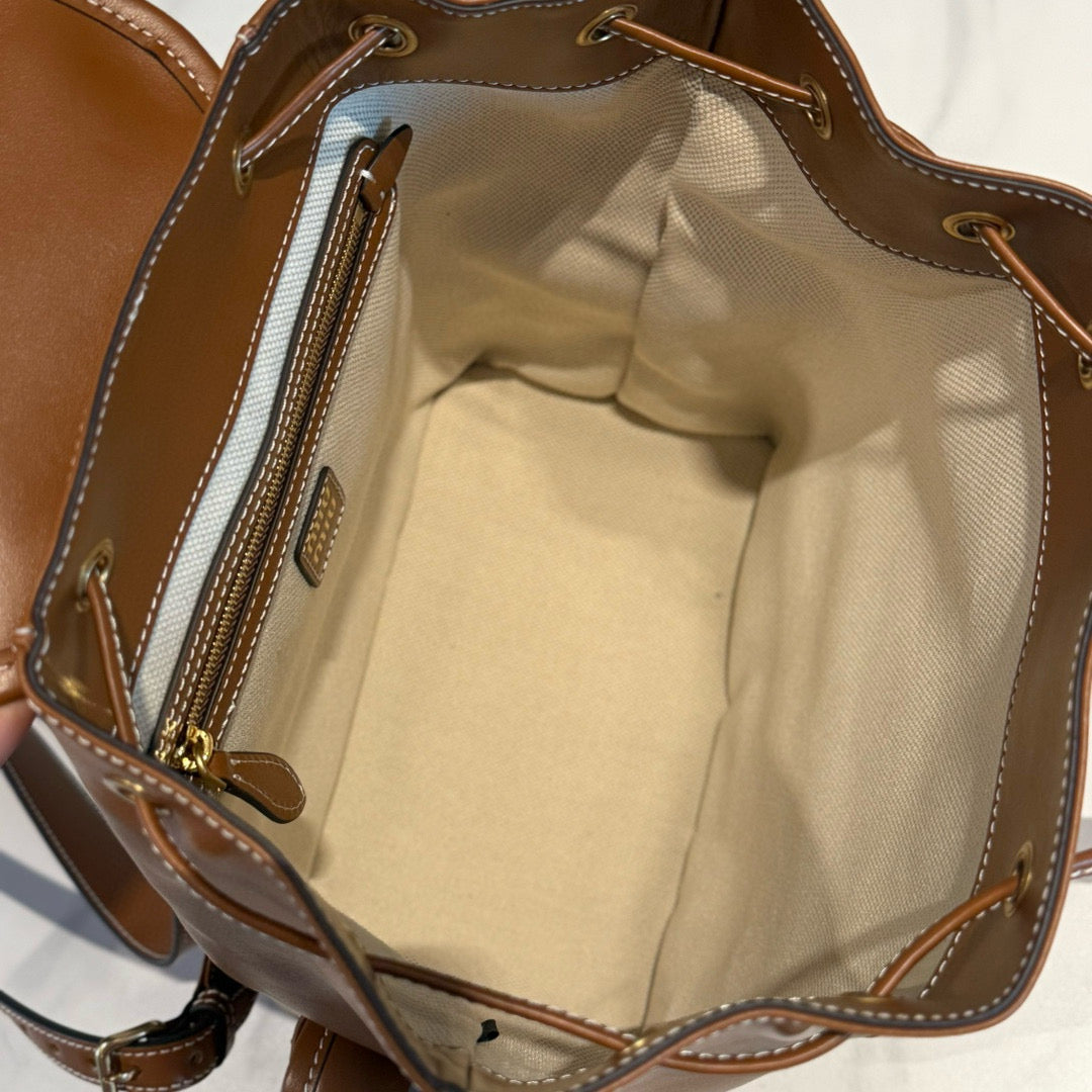 MM CLASSIC BACKPACK 30 IN CARAMEL BROWN CALFSKIN LEATHER